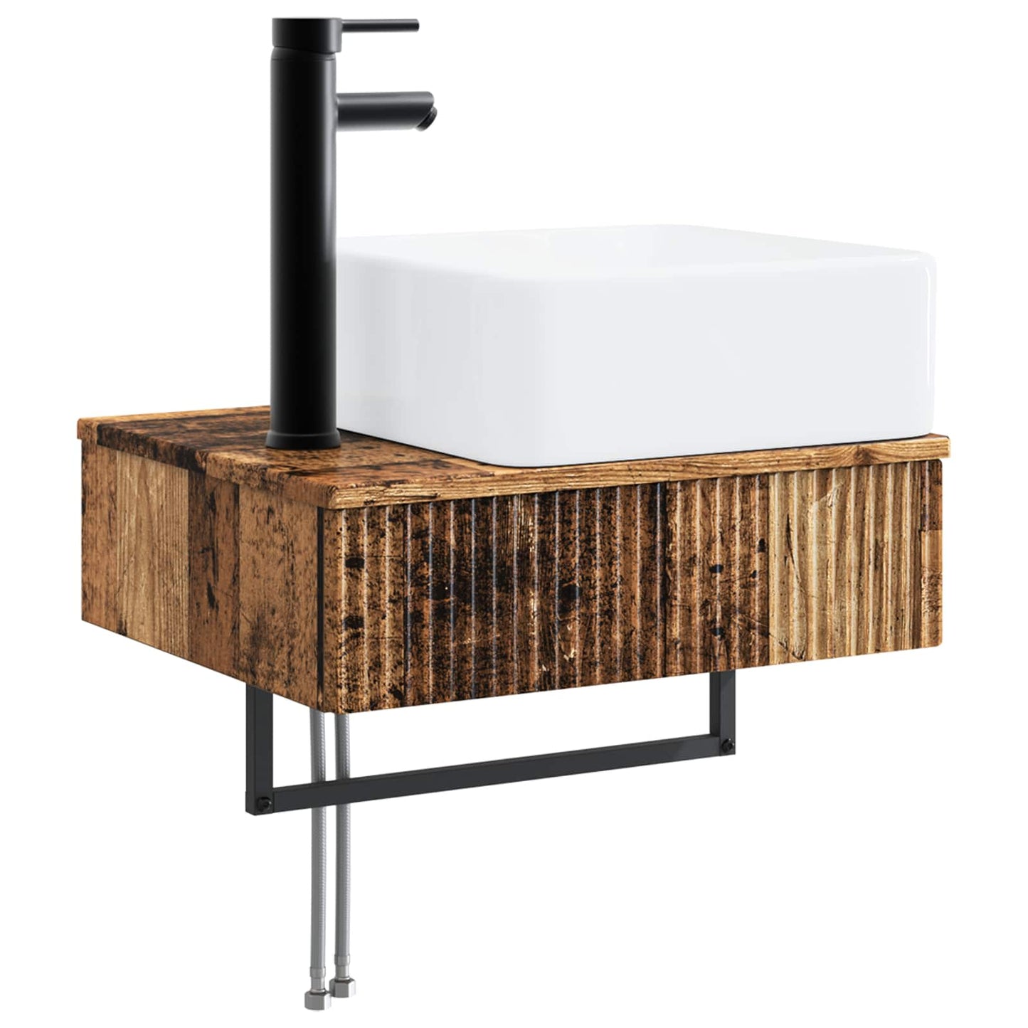 Badkamermeubelset 5 pcs Oud hout Bewerkt hout en glas is nu te koop bij PeponiXL, paradijselijk wonen!