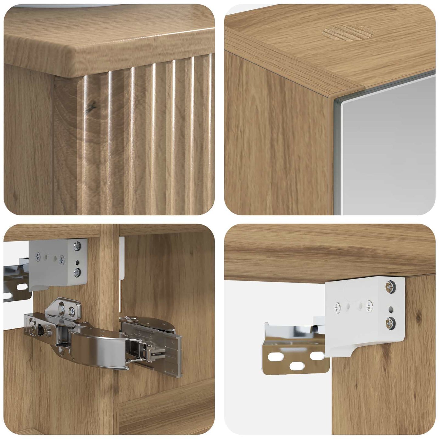 Badkamermeubelset 5 pcs Artisanaal eiken Bewerkt hout en glas is nu te koop bij PeponiXL, paradijselijk wonen!