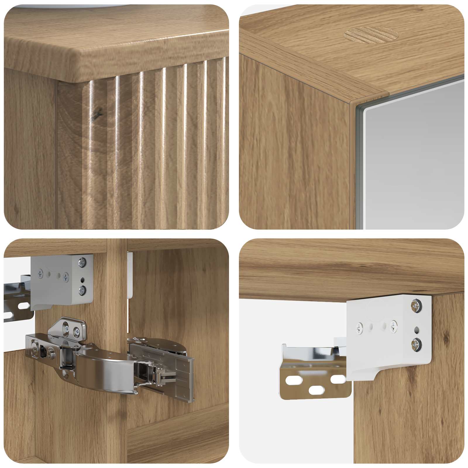 Badkamermeubelset 5 pcs Artisanaal eiken Bewerkt hout en glas is nu te koop bij PeponiXL, paradijselijk wonen!