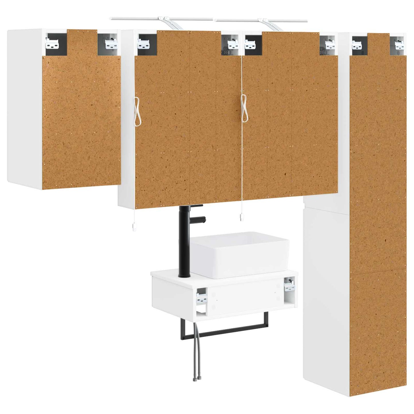 Badkamermeubelset 5 pcs Wit Bewerkt hout en glas is nu te koop bij PeponiXL, paradijselijk wonen!