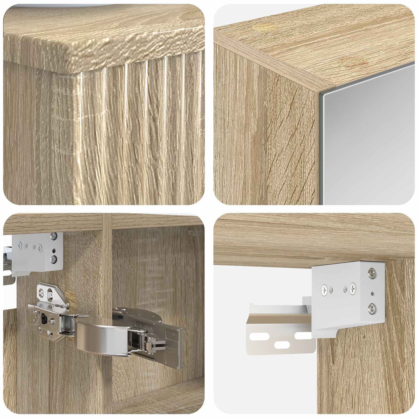 Badkamermeubelset 5 pcs Sonoma Eiken Bewerkt hout en glas is nu te koop bij PeponiXL, paradijselijk wonen!