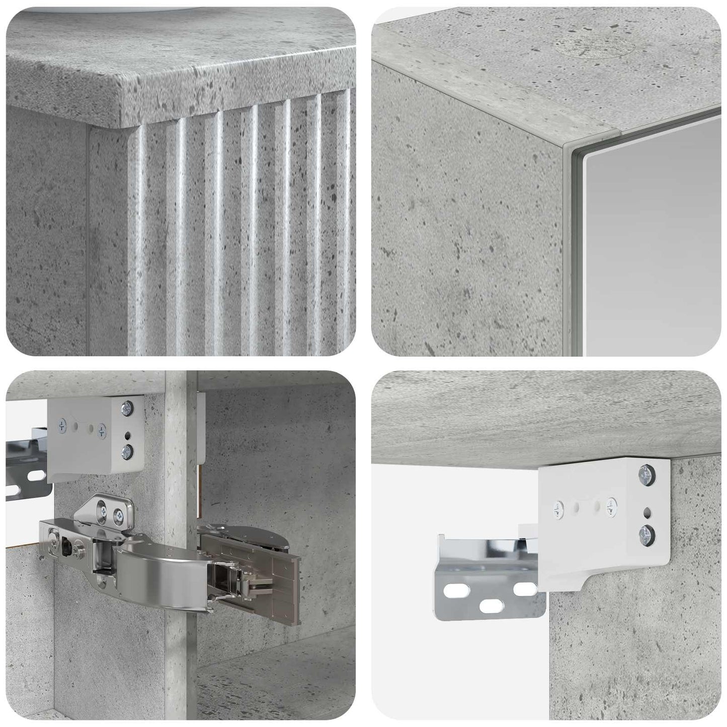 Badkamermeubelset 5 pcs Betongrijs Bewerkt hout en glas is nu te koop bij PeponiXL, paradijselijk wonen!