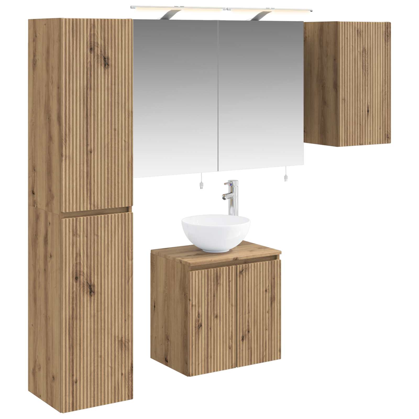 Badkamerkastenset 5 st Artisanaal eiken Bewerkt hout is nu te koop bij PeponiXL, paradijselijk wonen!