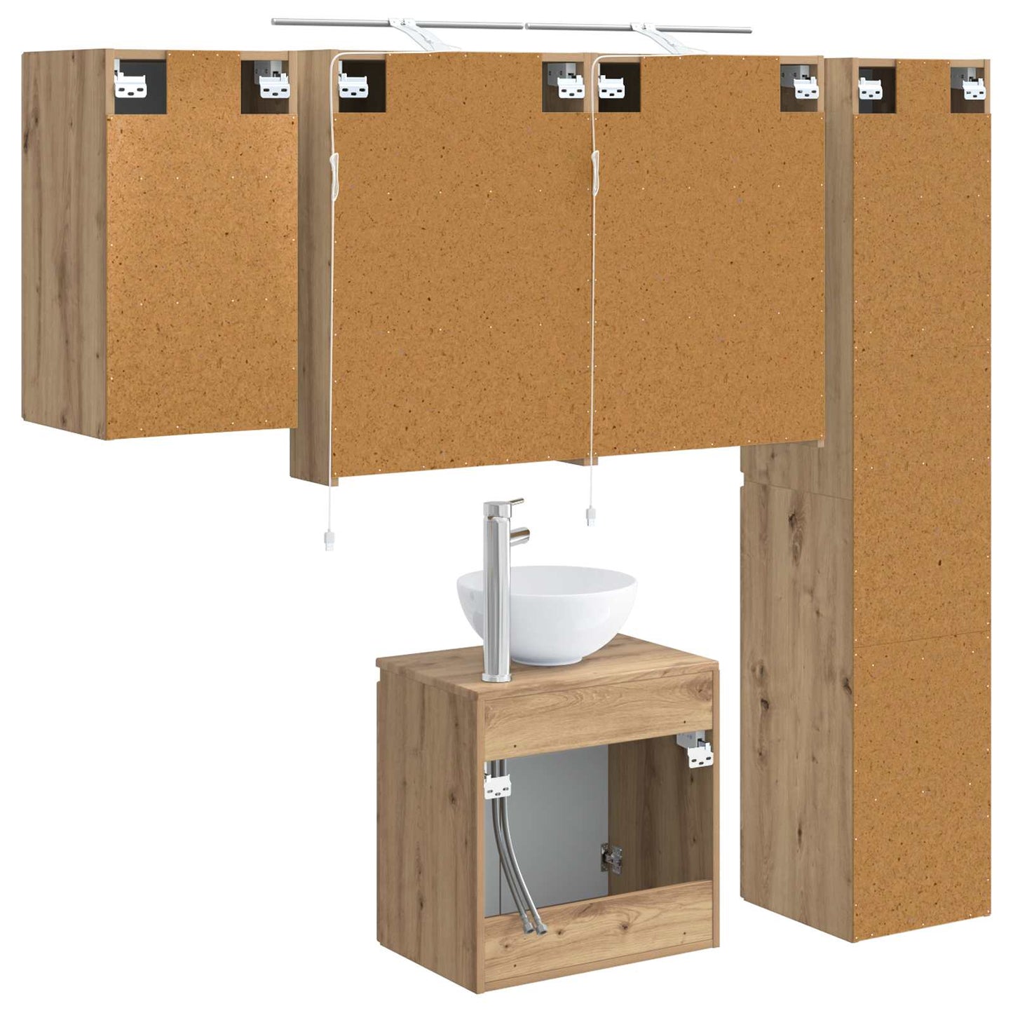 Badkamerkastenset 5 st Artisanaal eiken Bewerkt hout is nu te koop bij PeponiXL, paradijselijk wonen!
