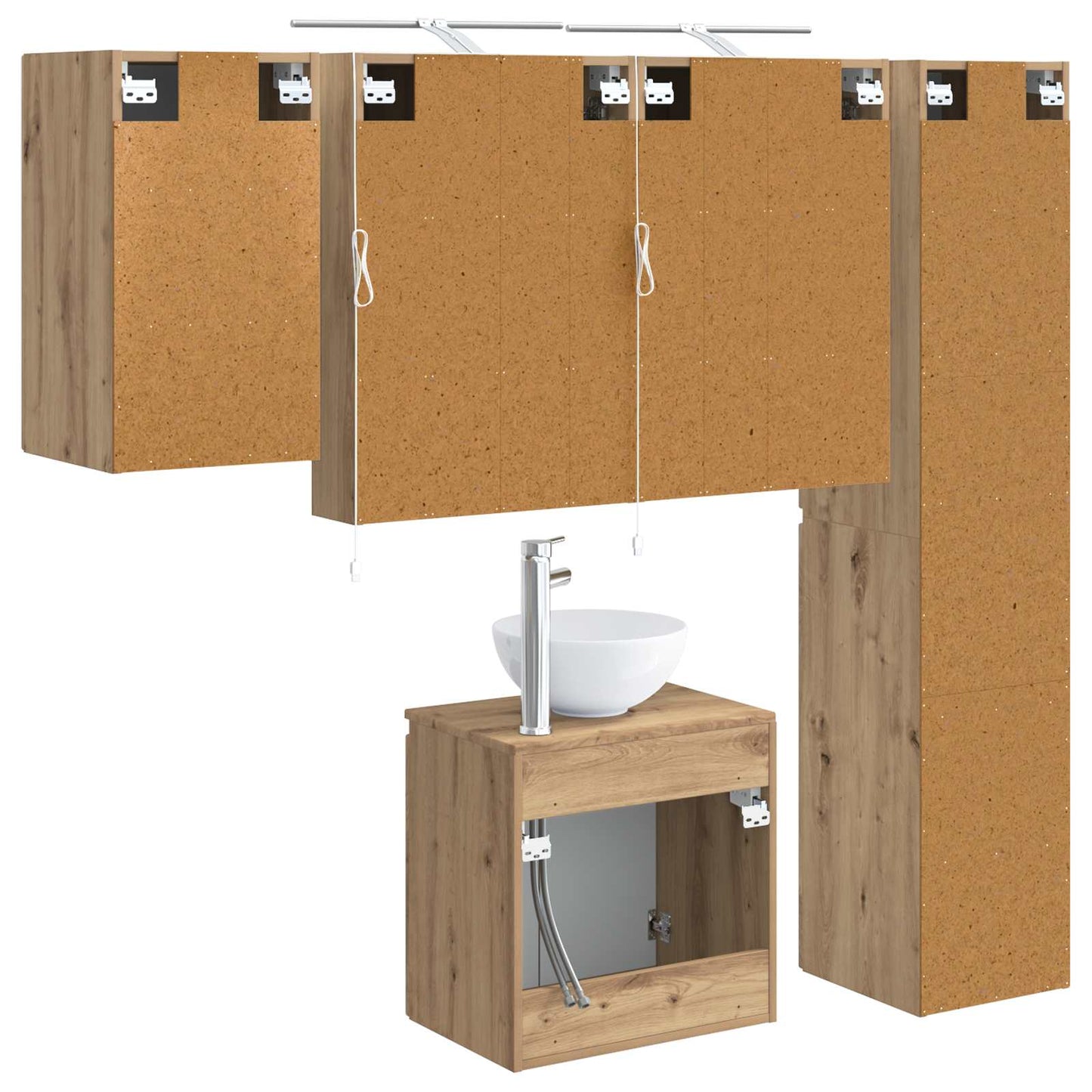Badkamerkastenset 5 st Artisanaal eiken Bewerkt hout is nu te koop bij PeponiXL, paradijselijk wonen!