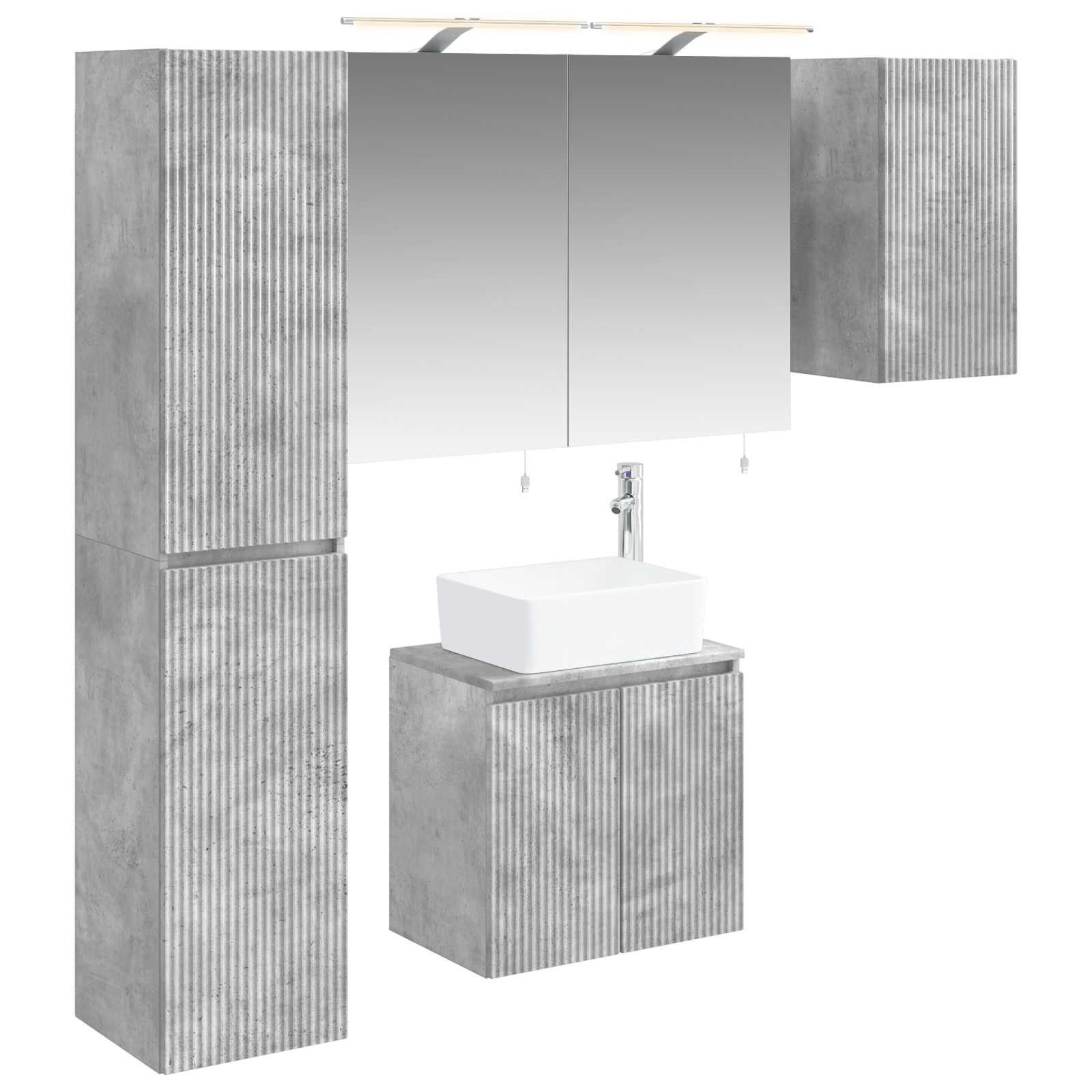 Badkamerkastenset 5 pcs Betongrijs 50 x 14,5 x 70 cm is nu te koop bij PeponiXL, paradijselijk wonen!
