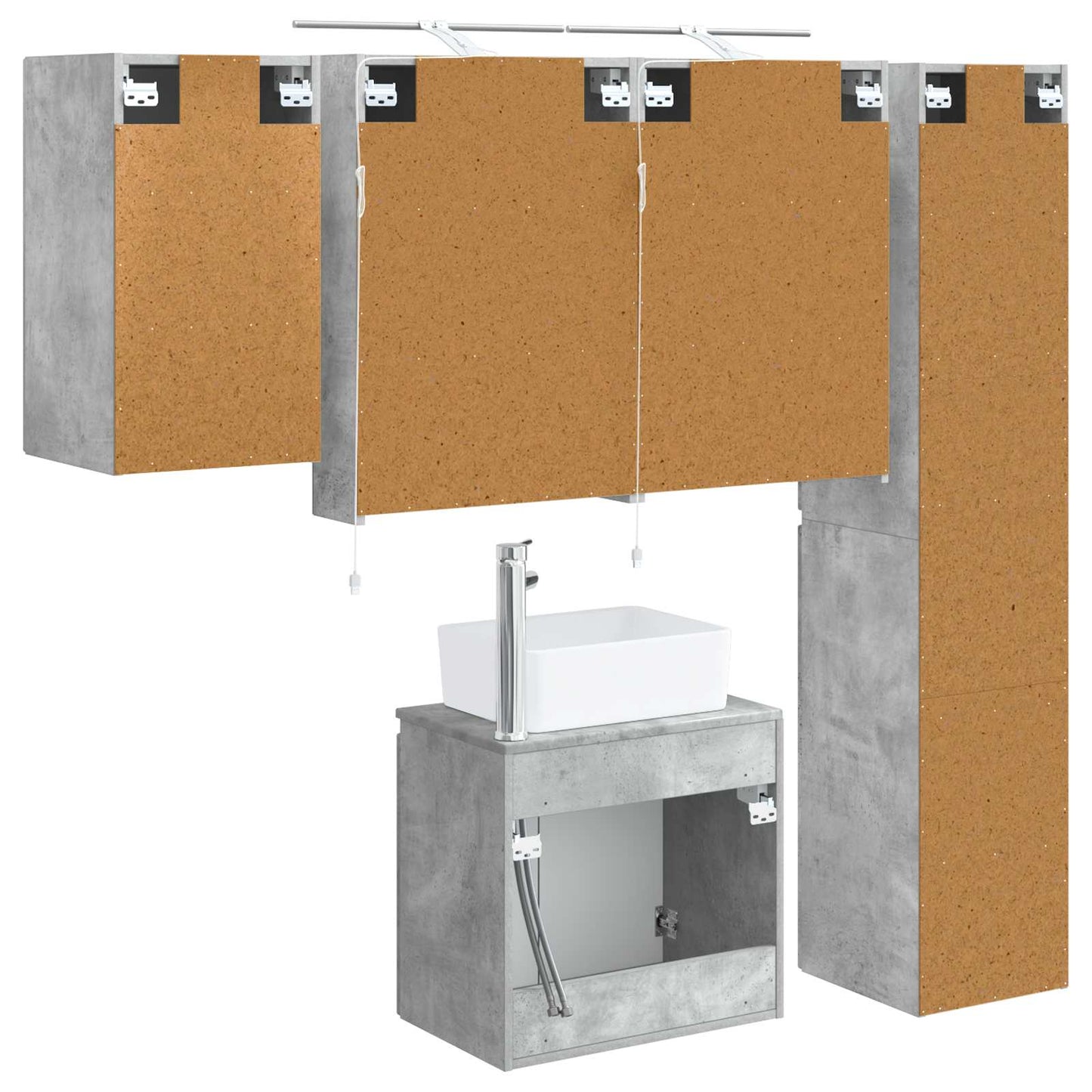 Badkamerkastenset 5 pcs Betongrijs 50 x 14,5 x 70 cm is nu te koop bij PeponiXL, paradijselijk wonen!