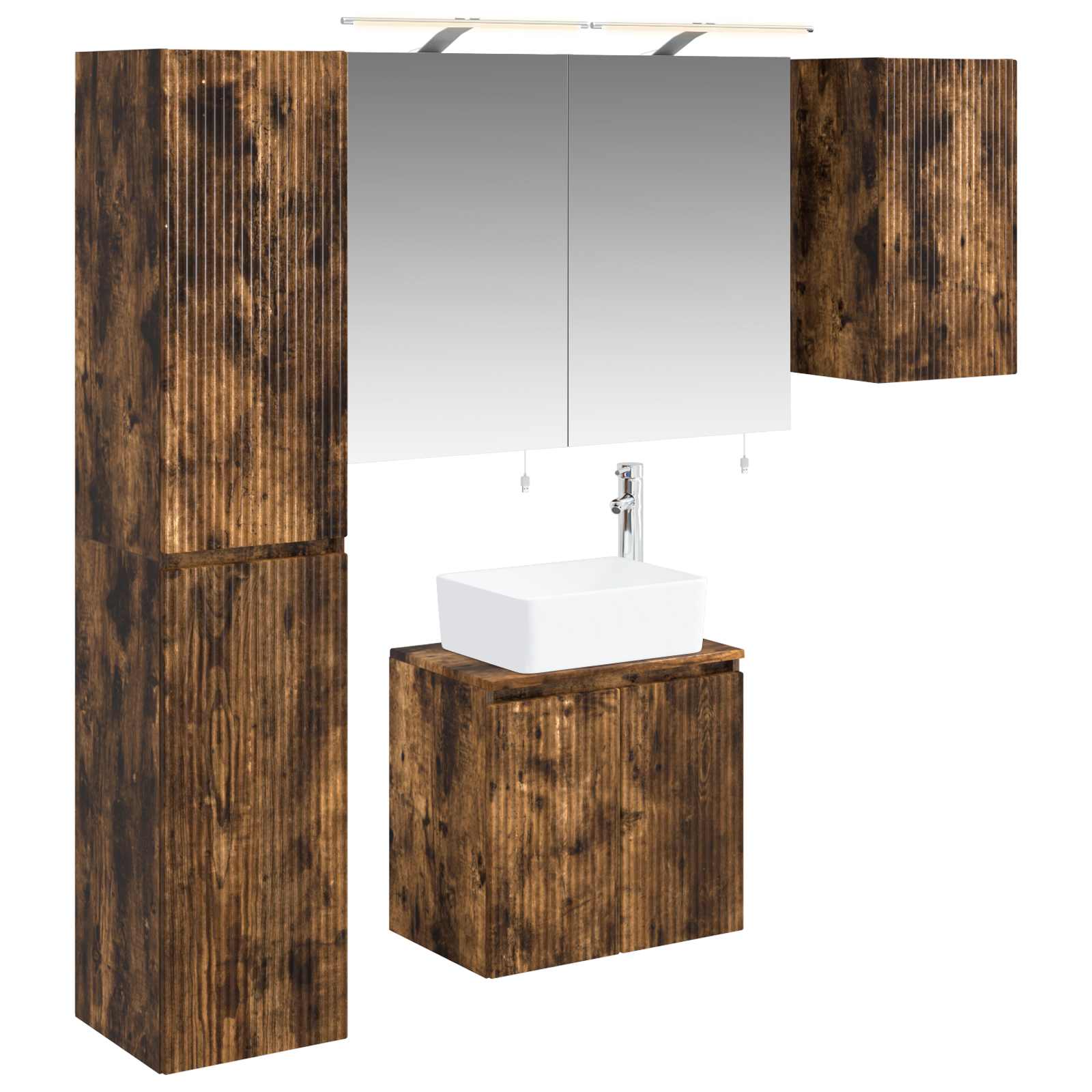 Badkamerkastenset 5 pcs Gerookt eiken 50 x 14,5 x 70 cm is nu te koop bij PeponiXL, paradijselijk wonen!