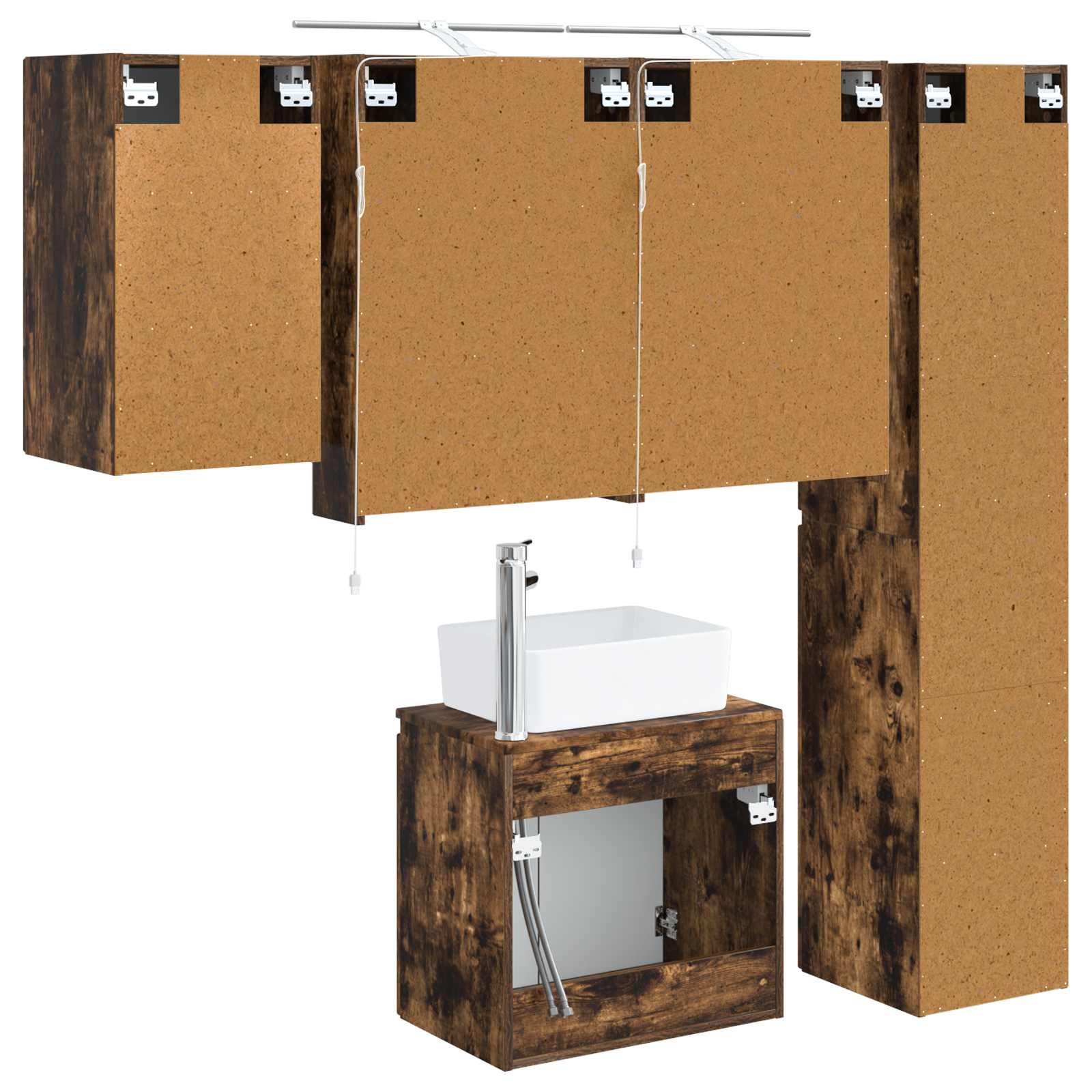 Badkamerkastenset 5 pcs Gerookt eiken 50 x 14,5 x 70 cm is nu te koop bij PeponiXL, paradijselijk wonen!