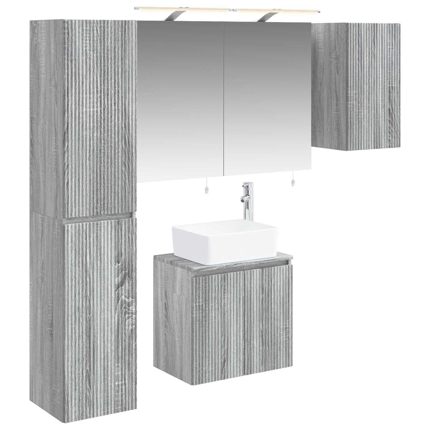Badkamerkastenset 5 pcs Grijs Sonoma 50 x 14,5 x 70 cm is nu te koop bij PeponiXL, paradijselijk wonen!