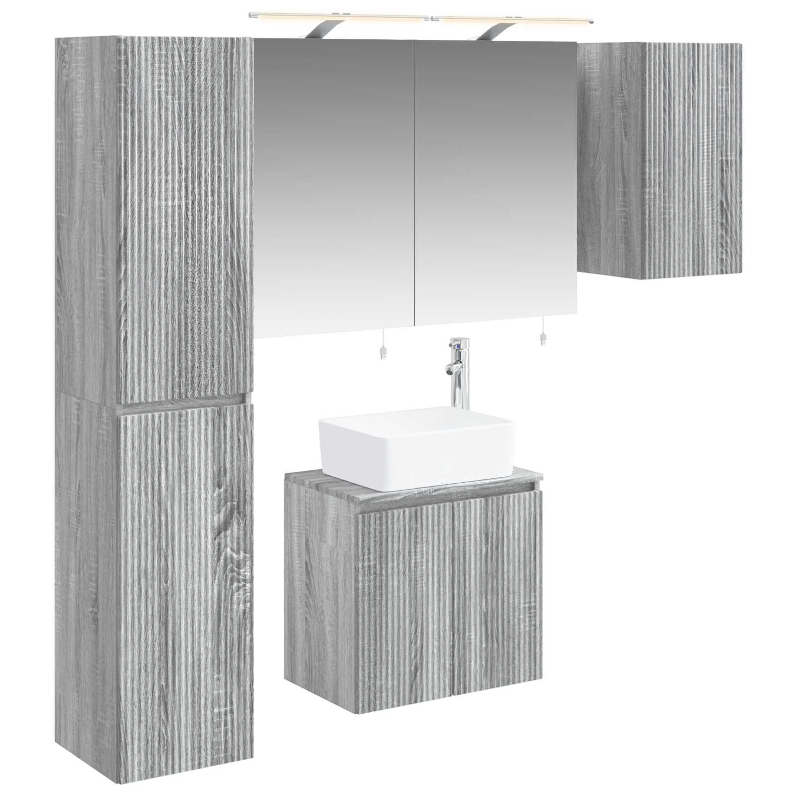 Badkamerkastenset 5 pcs Grijs Sonoma 50 x 14,5 x 70 cm is nu te koop bij PeponiXL, paradijselijk wonen!