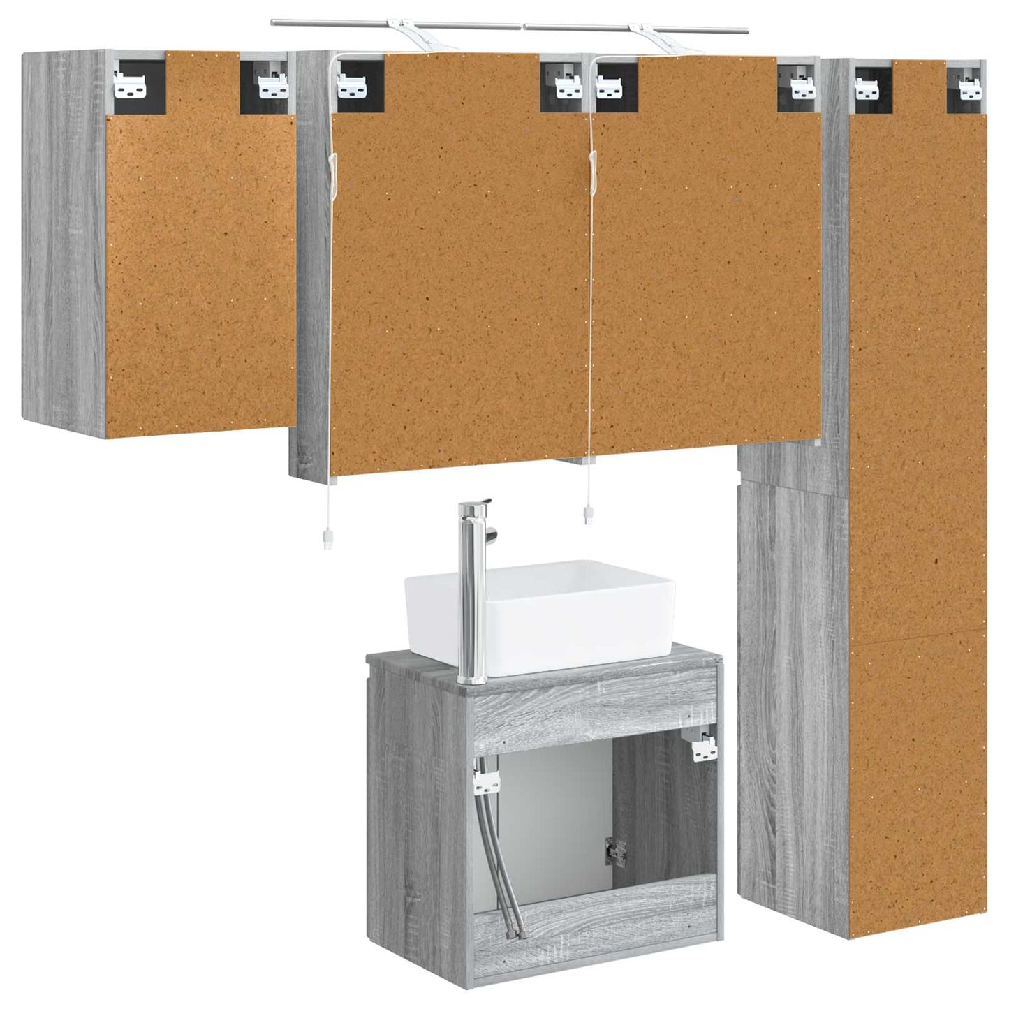 Badkamerkastenset 5 pcs Grijs Sonoma 50 x 14,5 x 70 cm is nu te koop bij PeponiXL, paradijselijk wonen!