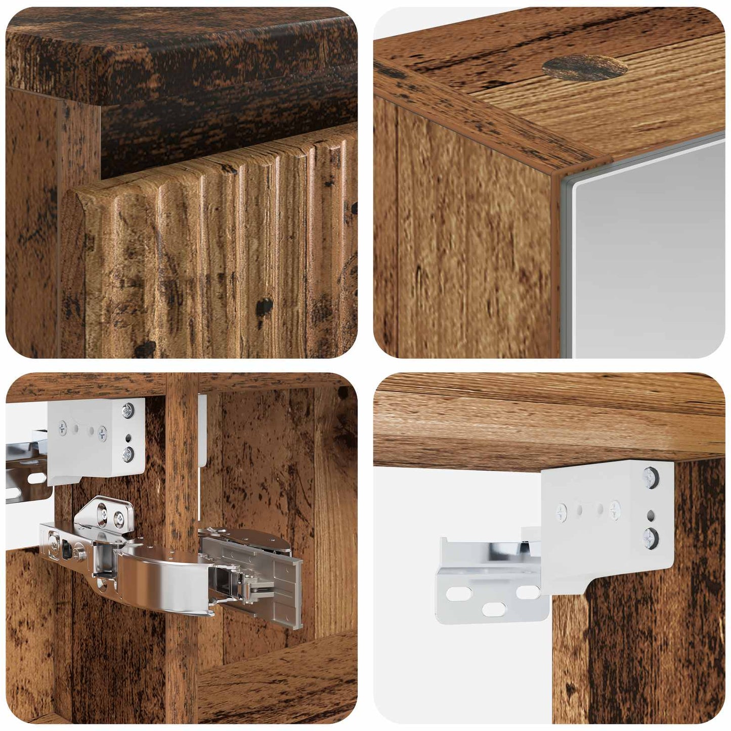 Badkamerkastenset 5 pcs Oud hout 50 x 14,5 x 70 cm Bewerkt hout is nu te koop bij PeponiXL, paradijselijk wonen!