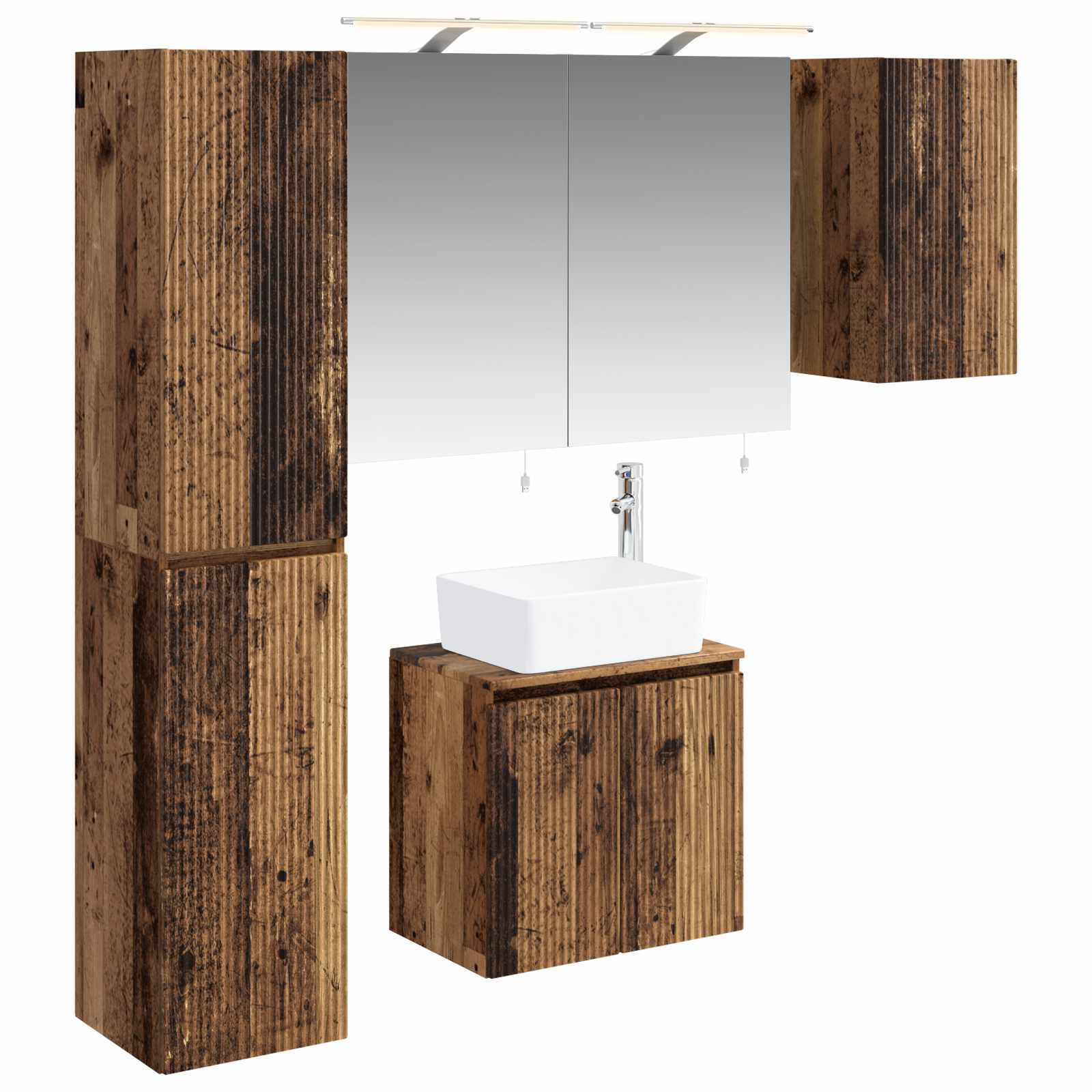 Badkamerkastenset 5 pcs Oud hout 50 x 14,5 x 70 cm Bewerkt hout is nu te koop bij PeponiXL, paradijselijk wonen!