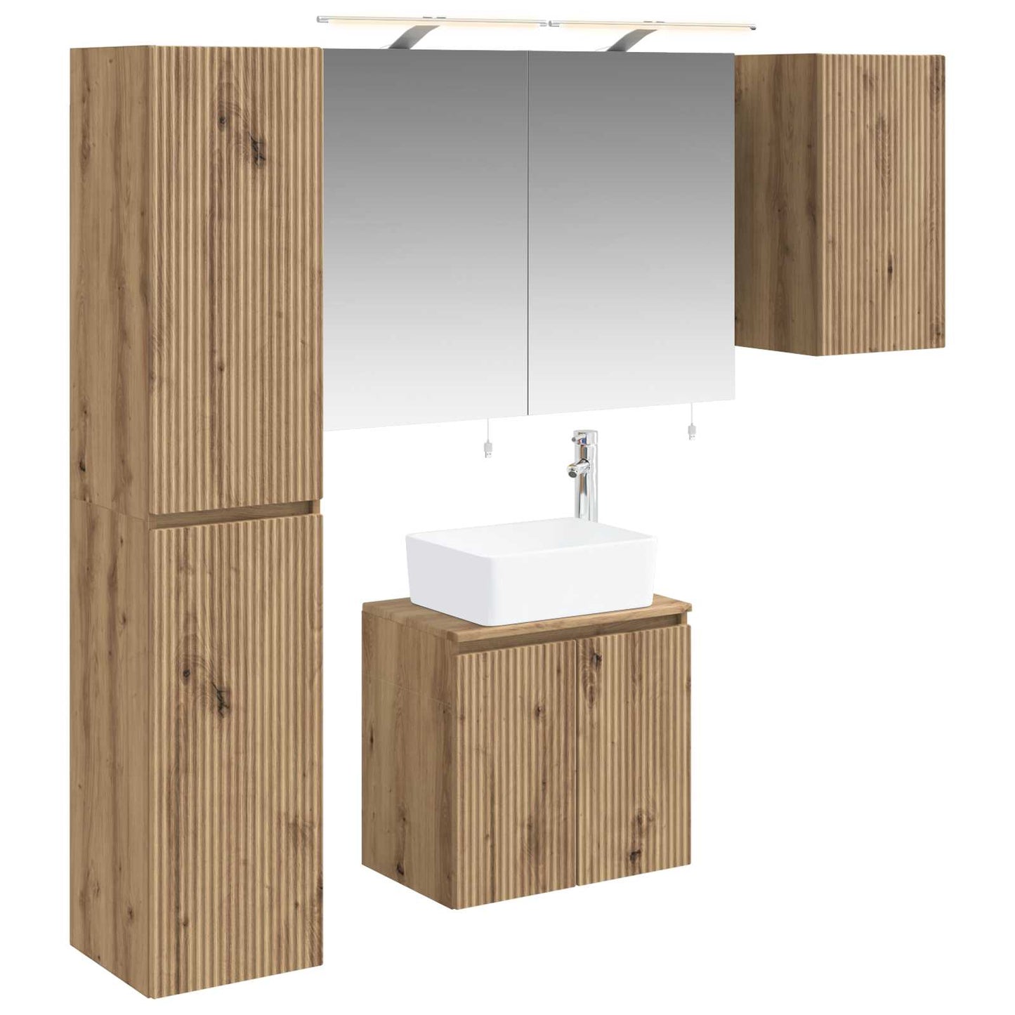 Badkamerkastenset 5 pcs Artisanaal eiken 50 x 14,5 x 70 cm is nu te koop bij PeponiXL, paradijselijk wonen!