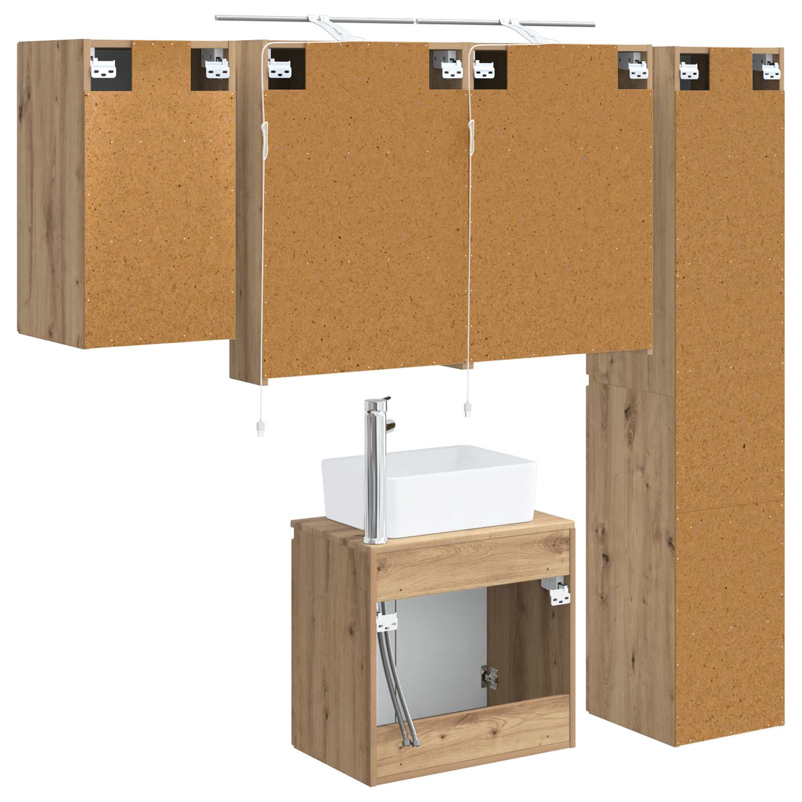 Badkamerkastenset 5 pcs Artisanaal eiken 50 x 14,5 x 70 cm is nu te koop bij PeponiXL, paradijselijk wonen!