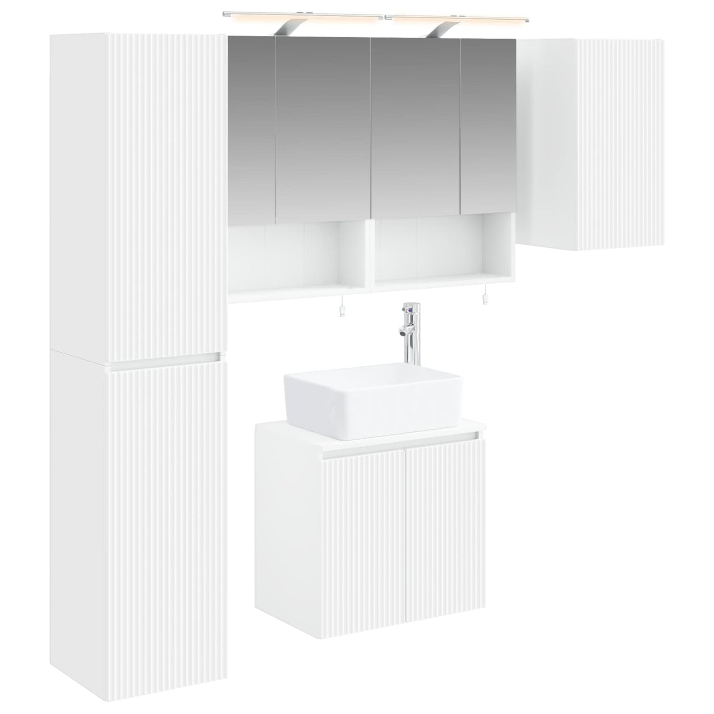 Badkamerkastenset 5 pcs Wit 50 x 14,5 x 70 cm Bewerkt hout is nu te koop bij PeponiXL, paradijselijk wonen!