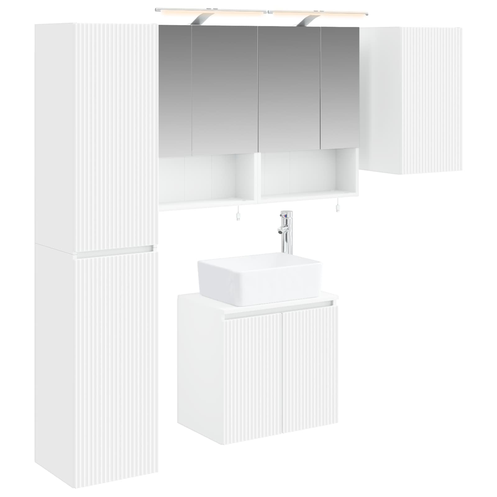 Badkamerkastenset 5 pcs Wit 50 x 14,5 x 70 cm Bewerkt hout is nu te koop bij PeponiXL, paradijselijk wonen!