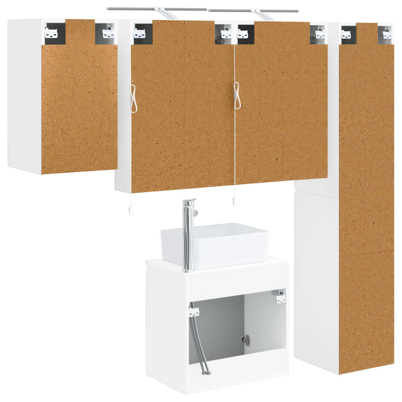 Badkamerkastenset 5 pcs Wit 50 x 14,5 x 70 cm Bewerkt hout is nu te koop bij PeponiXL, paradijselijk wonen!
