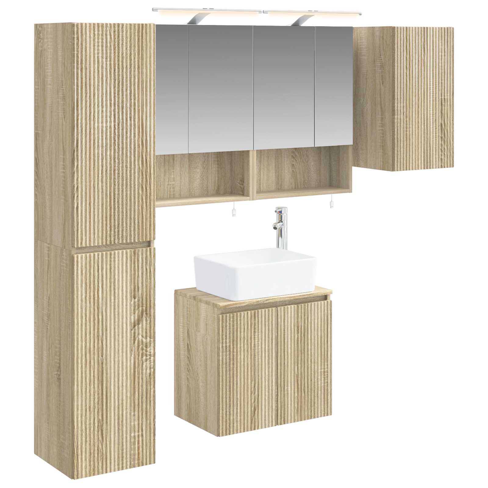 Badkamerkastenset 5 pcs Sonoma Eiken 50 x 14,5 x 70 cm is nu te koop bij PeponiXL, paradijselijk wonen!