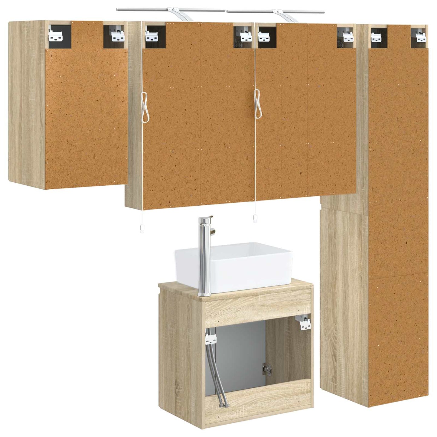 Badkamerkastenset 5 pcs Sonoma Eiken 50 x 14,5 x 70 cm is nu te koop bij PeponiXL, paradijselijk wonen!