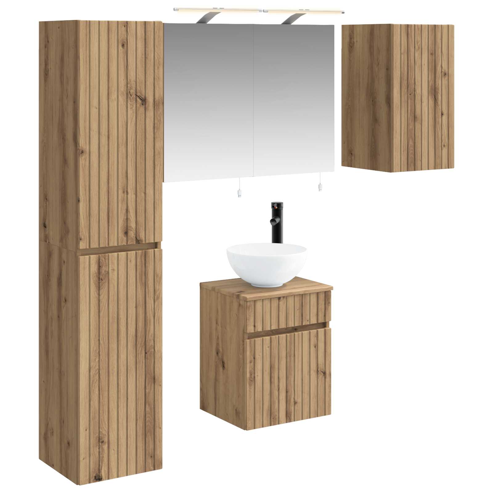 Badkamerkastenset 5 st Artisanaal eiken Bewerkt hout is nu te koop bij PeponiXL, paradijselijk wonen!