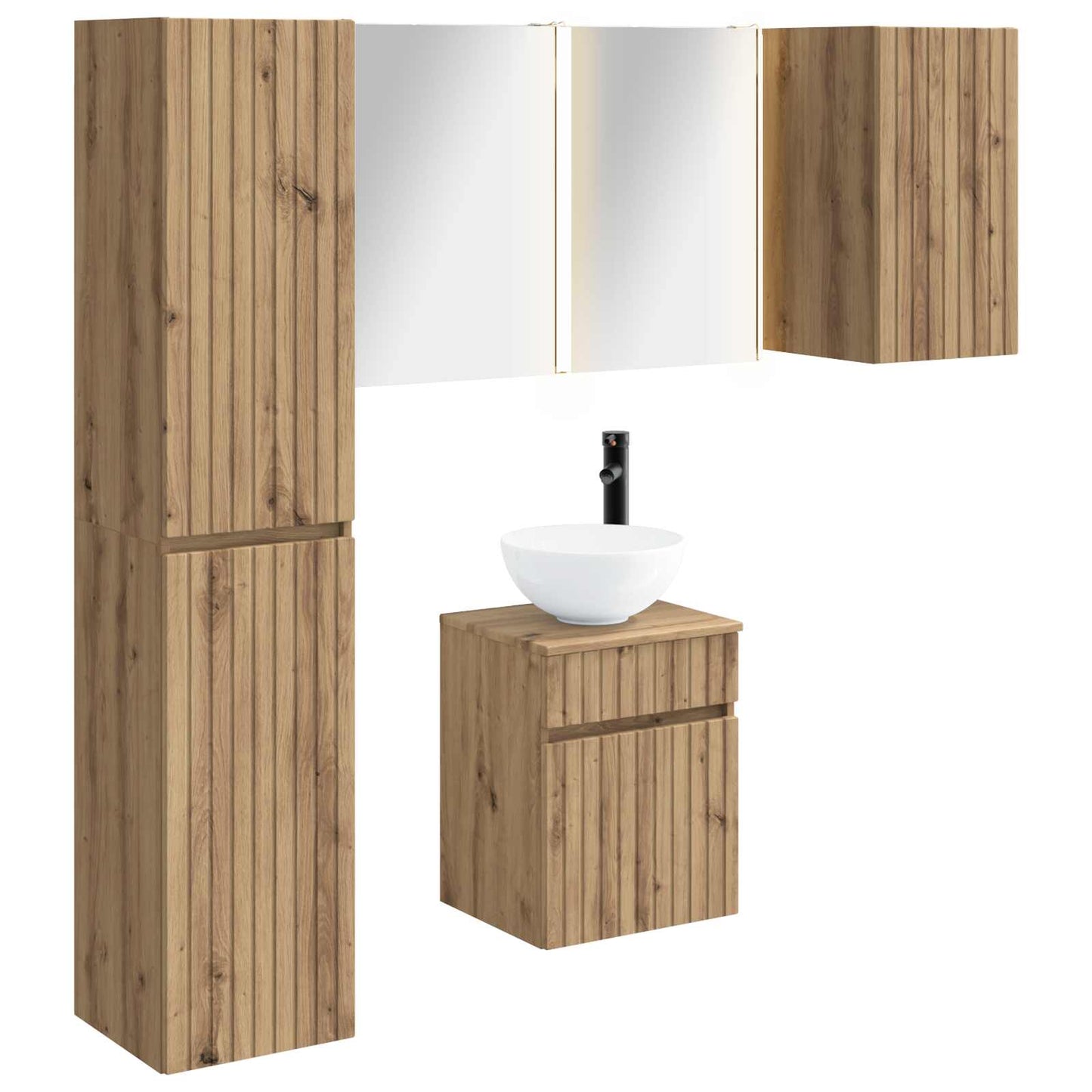 Badkamerkastenset 5 pcs Artisanaal eiken 43 x 11,5 x 60,5 cm is nu te koop bij PeponiXL, paradijselijk wonen!