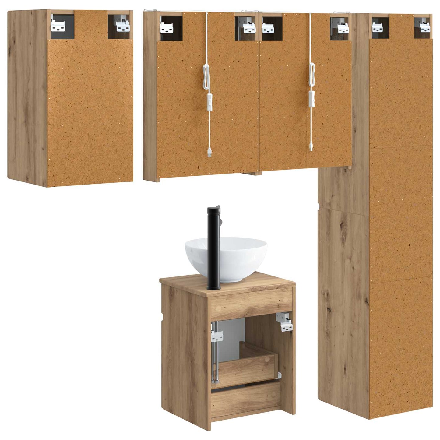 Badkamerkastenset 5 pcs Artisanaal eiken 43 x 11,5 x 60,5 cm is nu te koop bij PeponiXL, paradijselijk wonen!