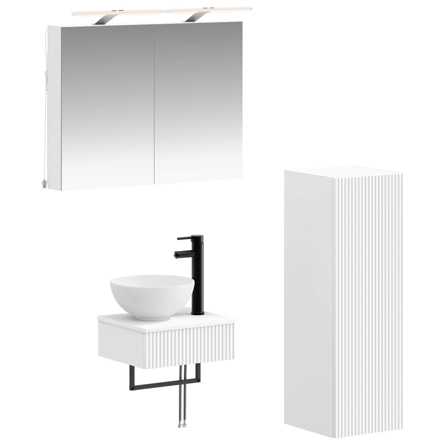 Badkamerkastenset 4 pcs Wit 40 x 10,5 x 60,5 cm Bewerkt hout is nu te koop bij PeponiXL, paradijselijk wonen!