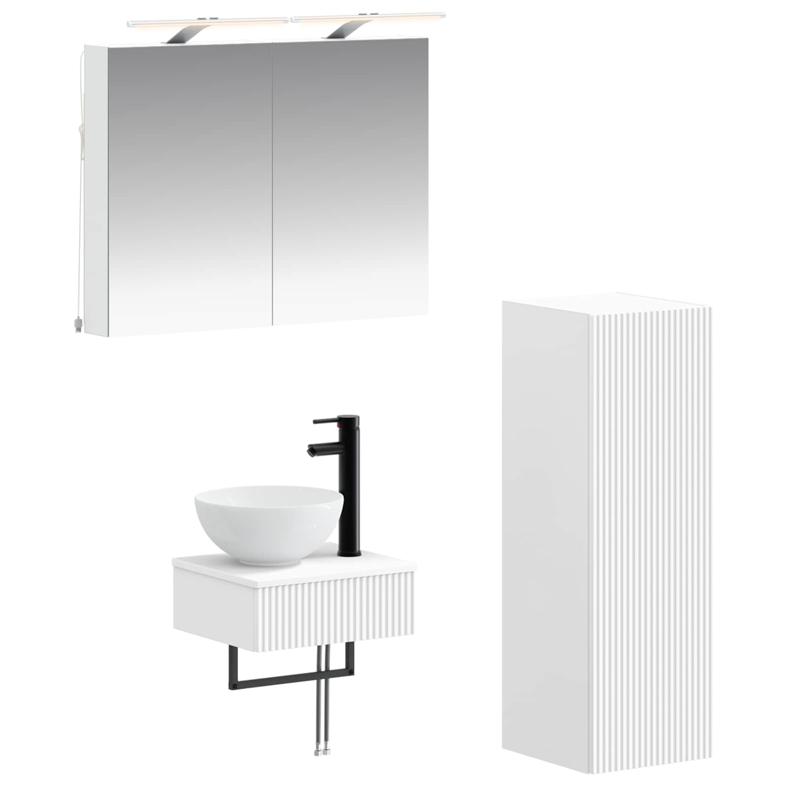 Badkamerkastenset 4 pcs Wit 40 x 10,5 x 60,5 cm Bewerkt hout is nu te koop bij PeponiXL, paradijselijk wonen!