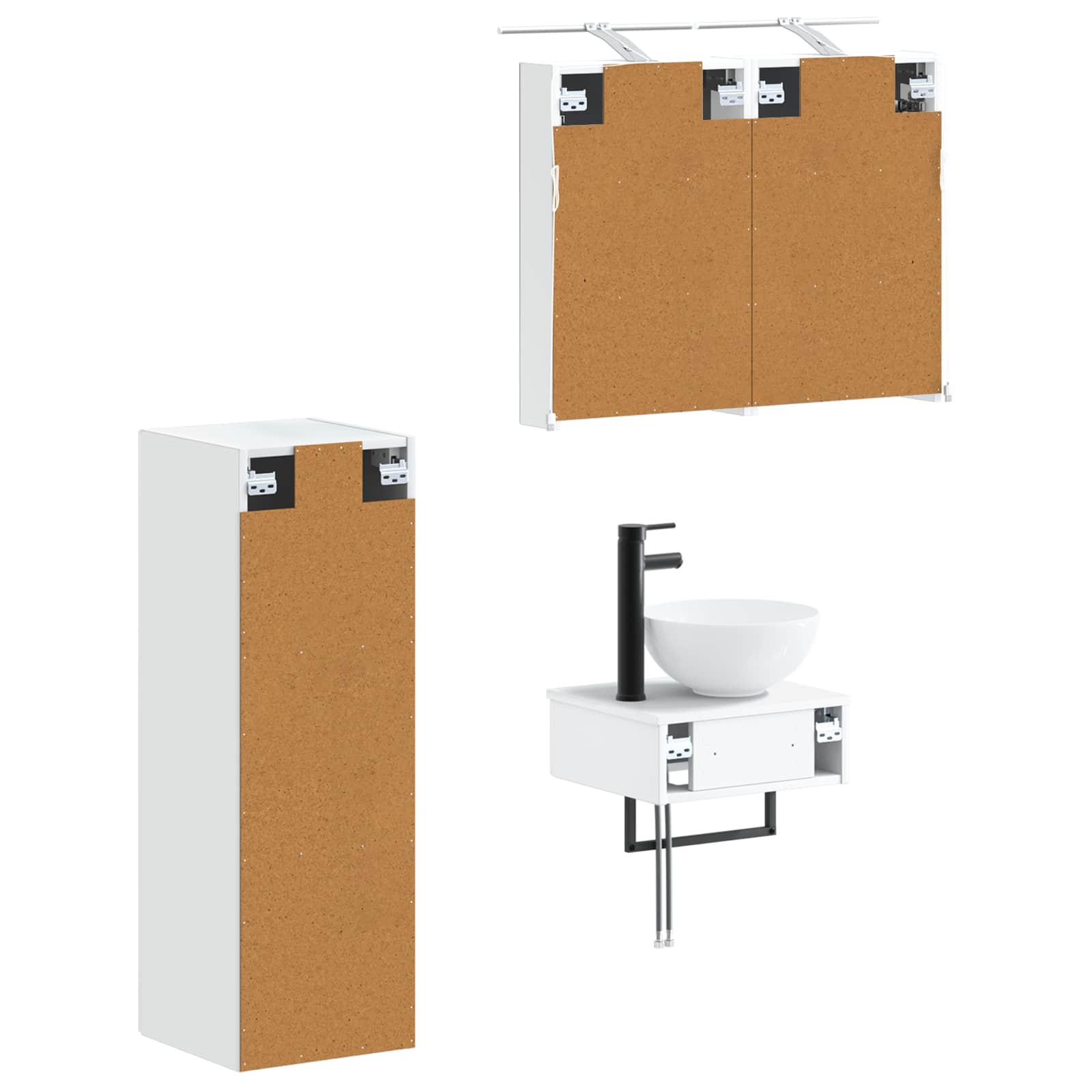 Badkamerkastenset 4 pcs Wit 40 x 10,5 x 60,5 cm Bewerkt hout is nu te koop bij PeponiXL, paradijselijk wonen!