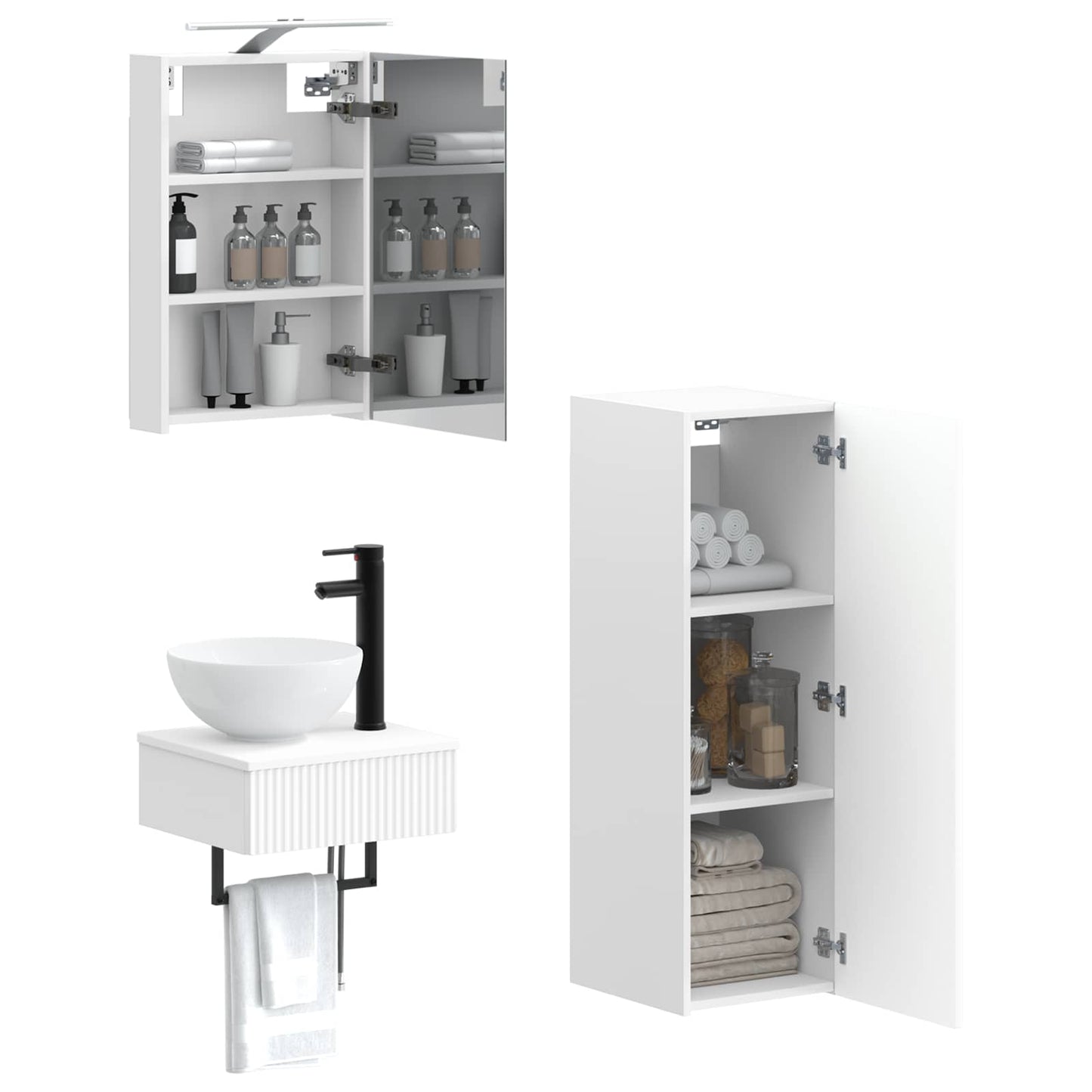 Badkamerkastenset 4 pcs Wit 40 x 10,5 x 60,5 cm Bewerkt hout is nu te koop bij PeponiXL, paradijselijk wonen!
