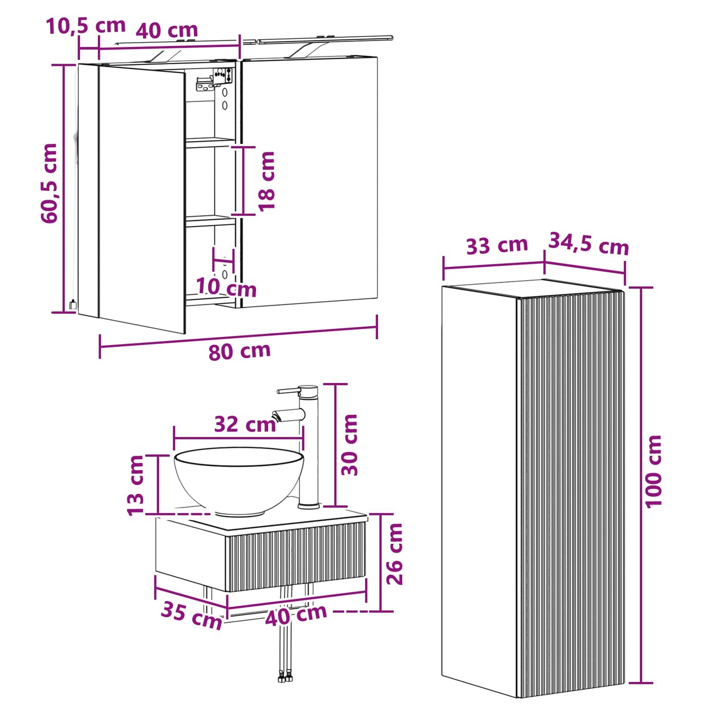 Badkamerkastenset 4 pcs Wit 40 x 10,5 x 60,5 cm Bewerkt hout is nu te koop bij PeponiXL, paradijselijk wonen!