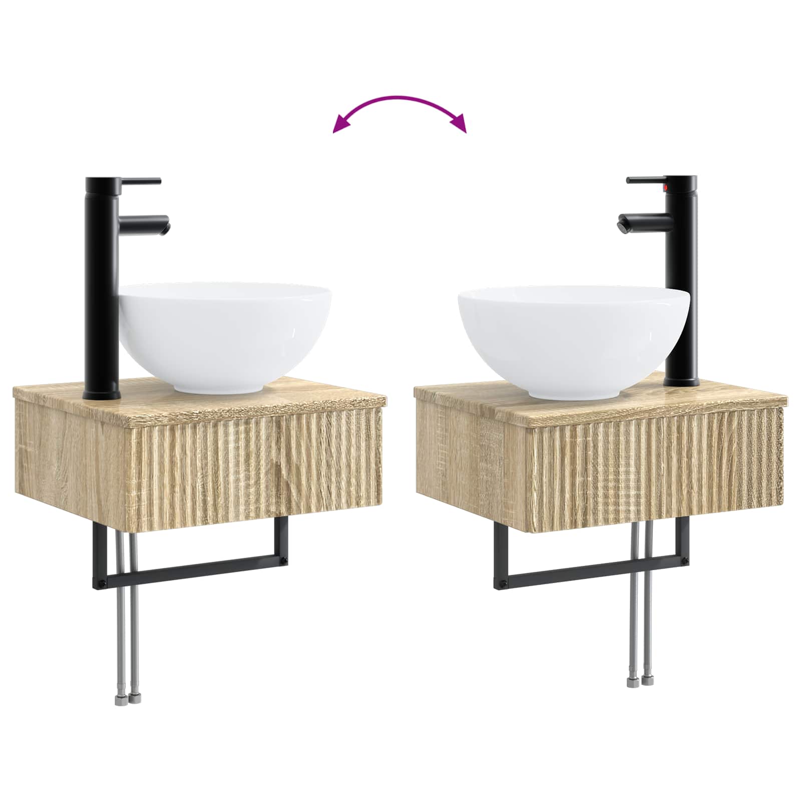 Badkamerkastenset 4 pcs Sonoma Eiken 40 x 10,5 x 60,5 cm is nu te koop bij PeponiXL, paradijselijk wonen!
