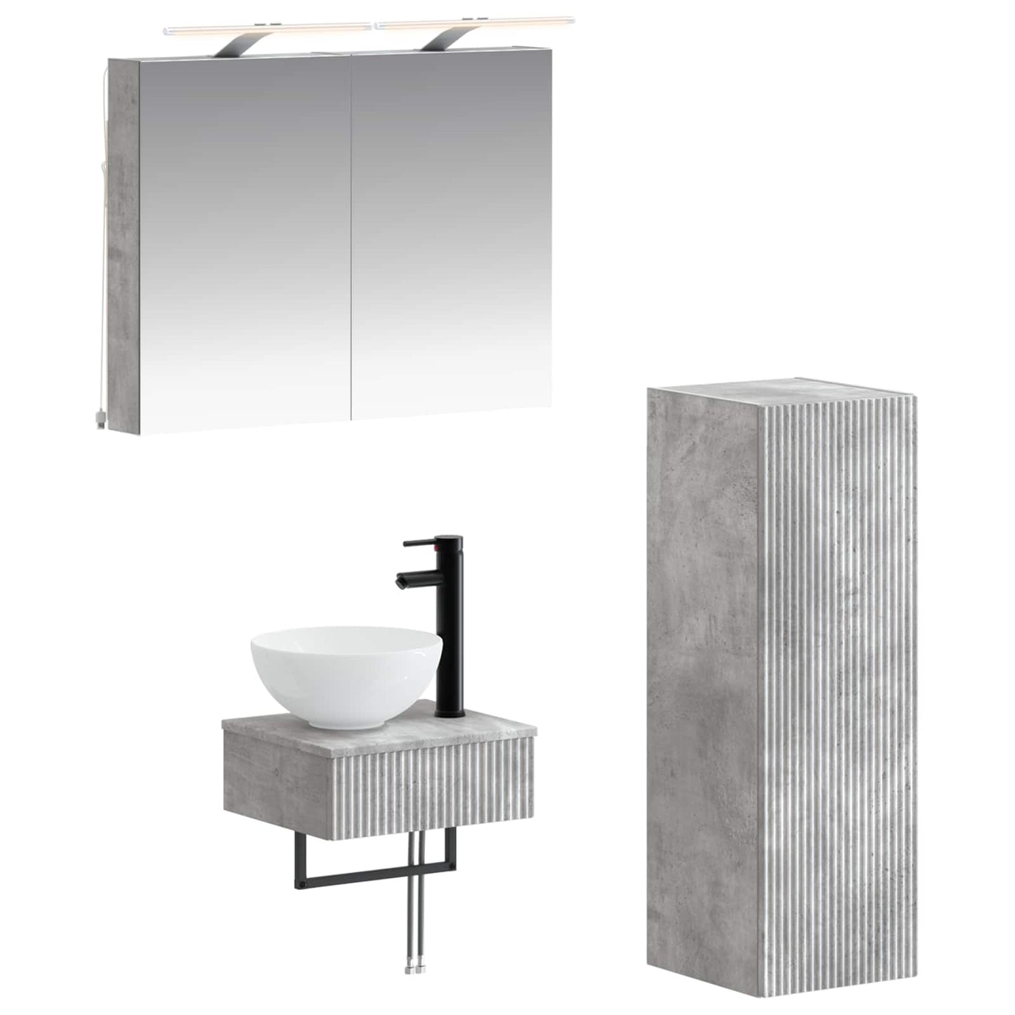 Badkamerkastenset 4 pcs Betongrijs 40 x 10,5 x 60,5 cm is nu te koop bij PeponiXL, paradijselijk wonen!