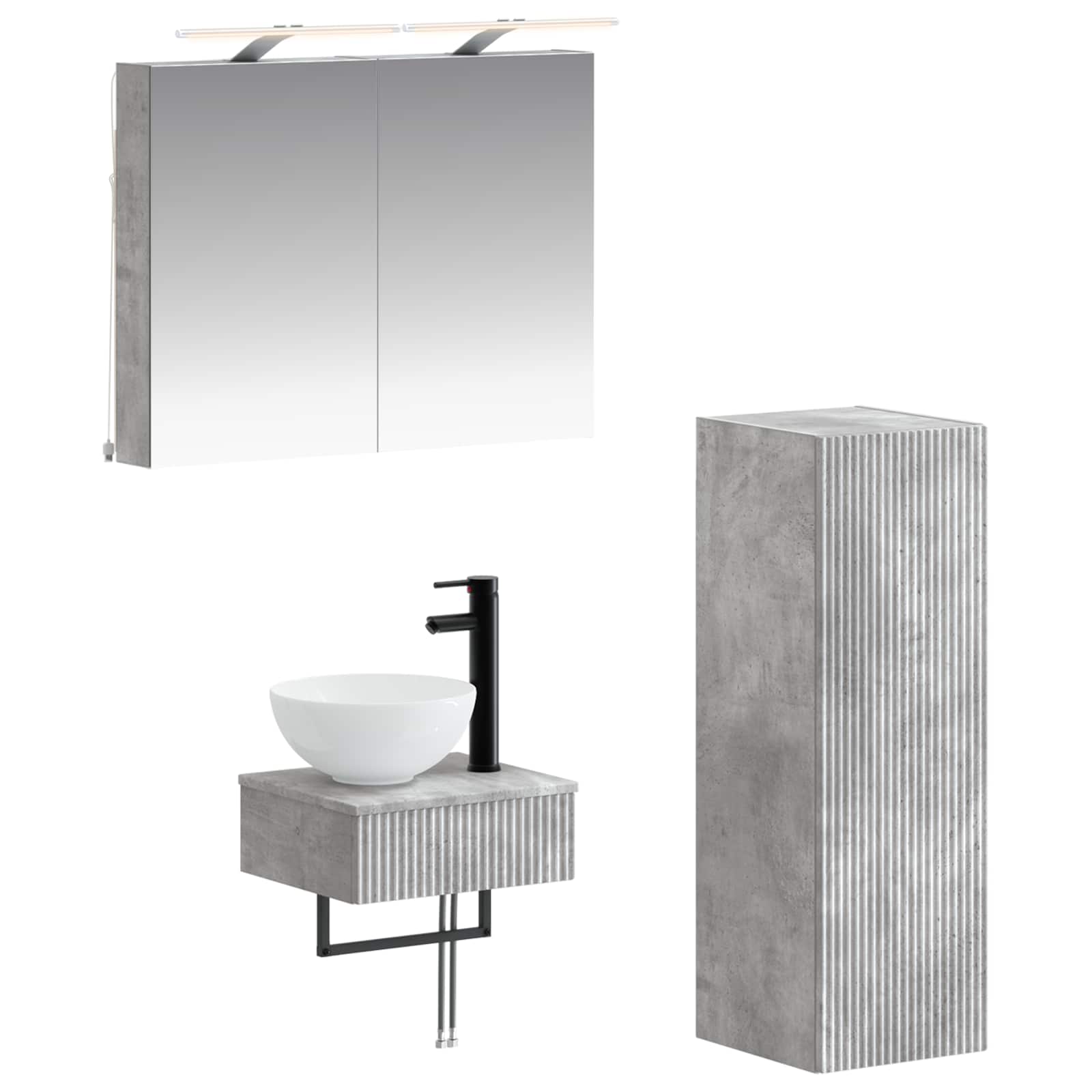Badkamerkastenset 4 pcs Betongrijs 40 x 10,5 x 60,5 cm is nu te koop bij PeponiXL, paradijselijk wonen!