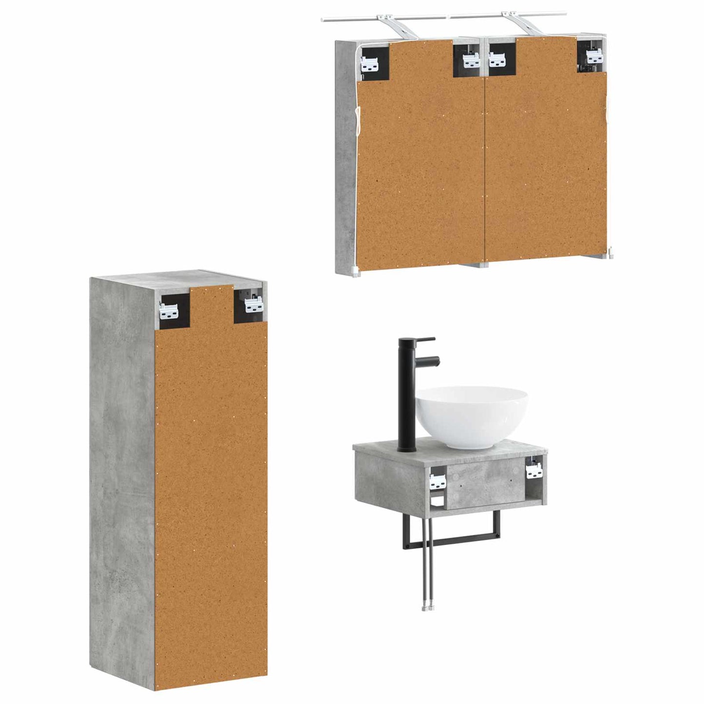 Badkamerkastenset 4 pcs Betongrijs 40 x 10,5 x 60,5 cm is nu te koop bij PeponiXL, paradijselijk wonen!