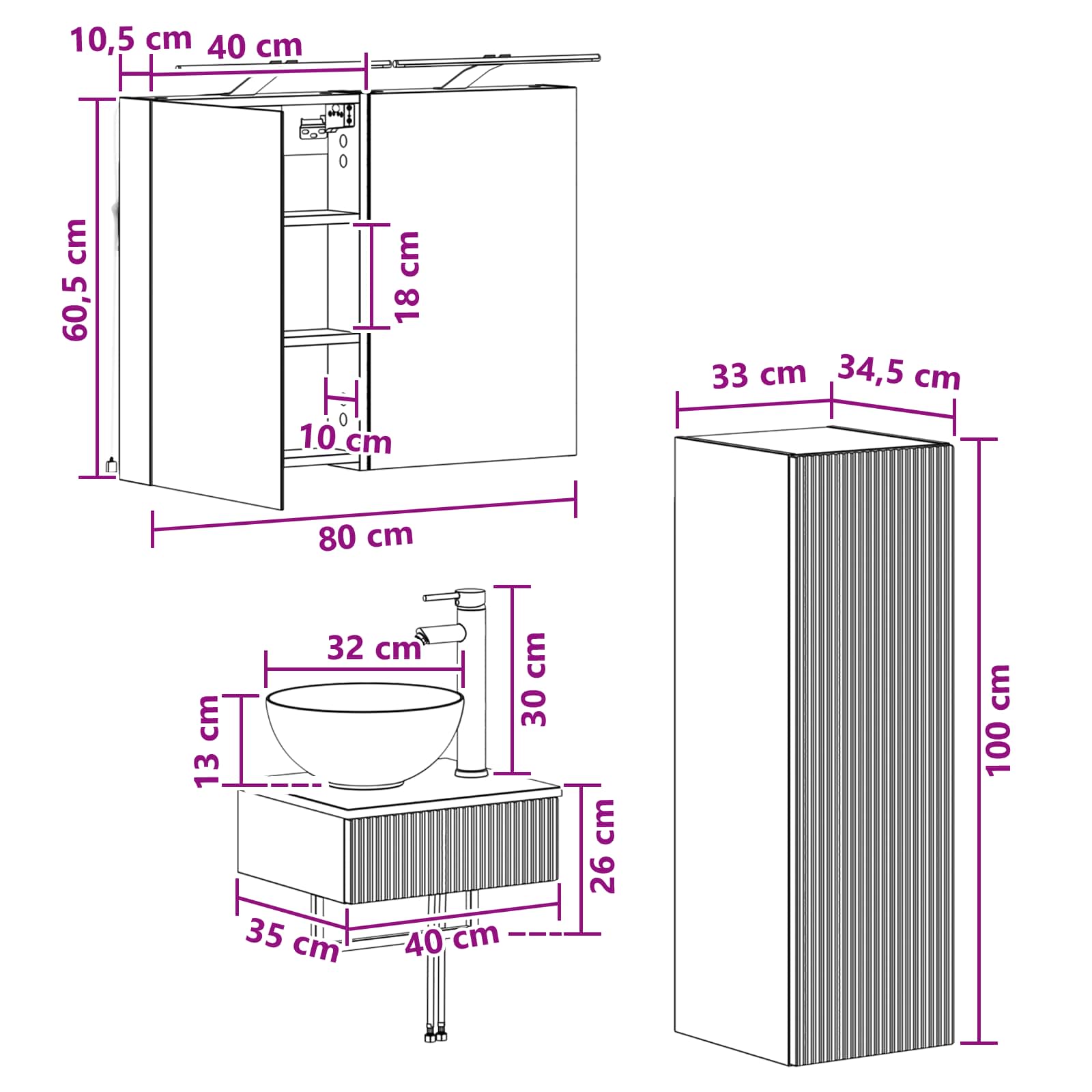 Badkamerkastenset 4 pcs Betongrijs 40 x 10,5 x 60,5 cm is nu te koop bij PeponiXL, paradijselijk wonen!