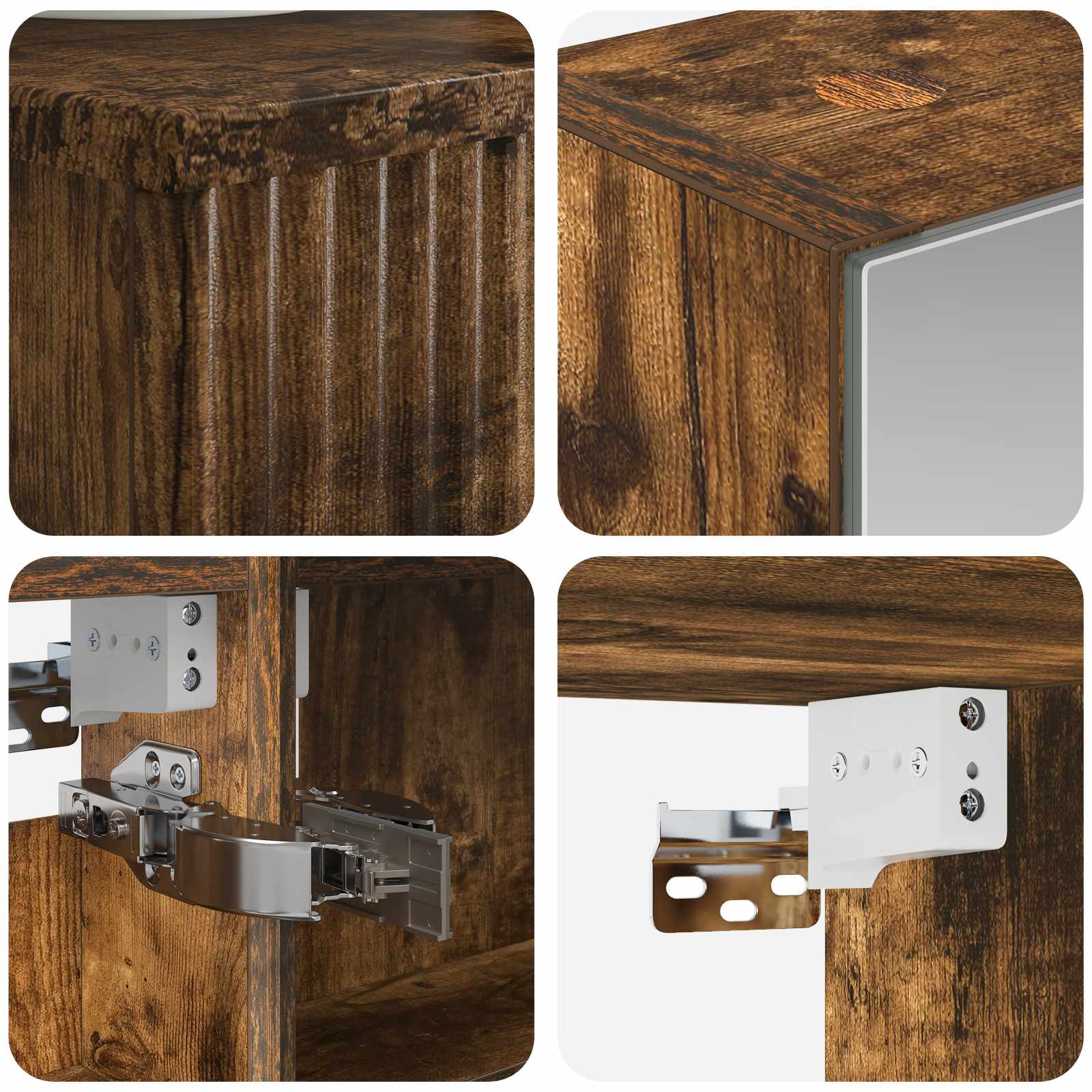 Badkamerkastenset 4 pcs Gerookt eiken 40 x 10,5 x 60,5 cm is nu te koop bij PeponiXL, paradijselijk wonen!