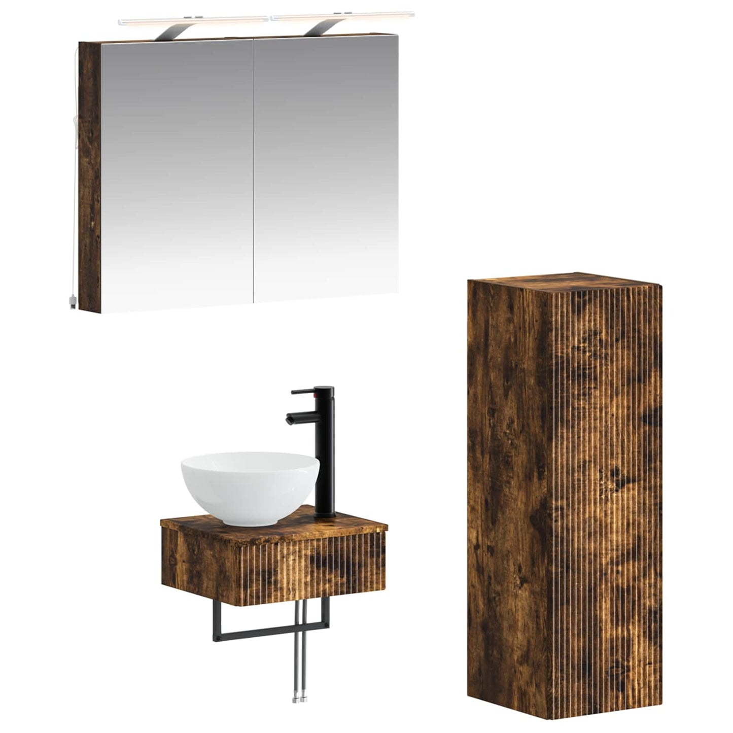 Badkamerkastenset 4 pcs Gerookt eiken 40 x 10,5 x 60,5 cm is nu te koop bij PeponiXL, paradijselijk wonen!