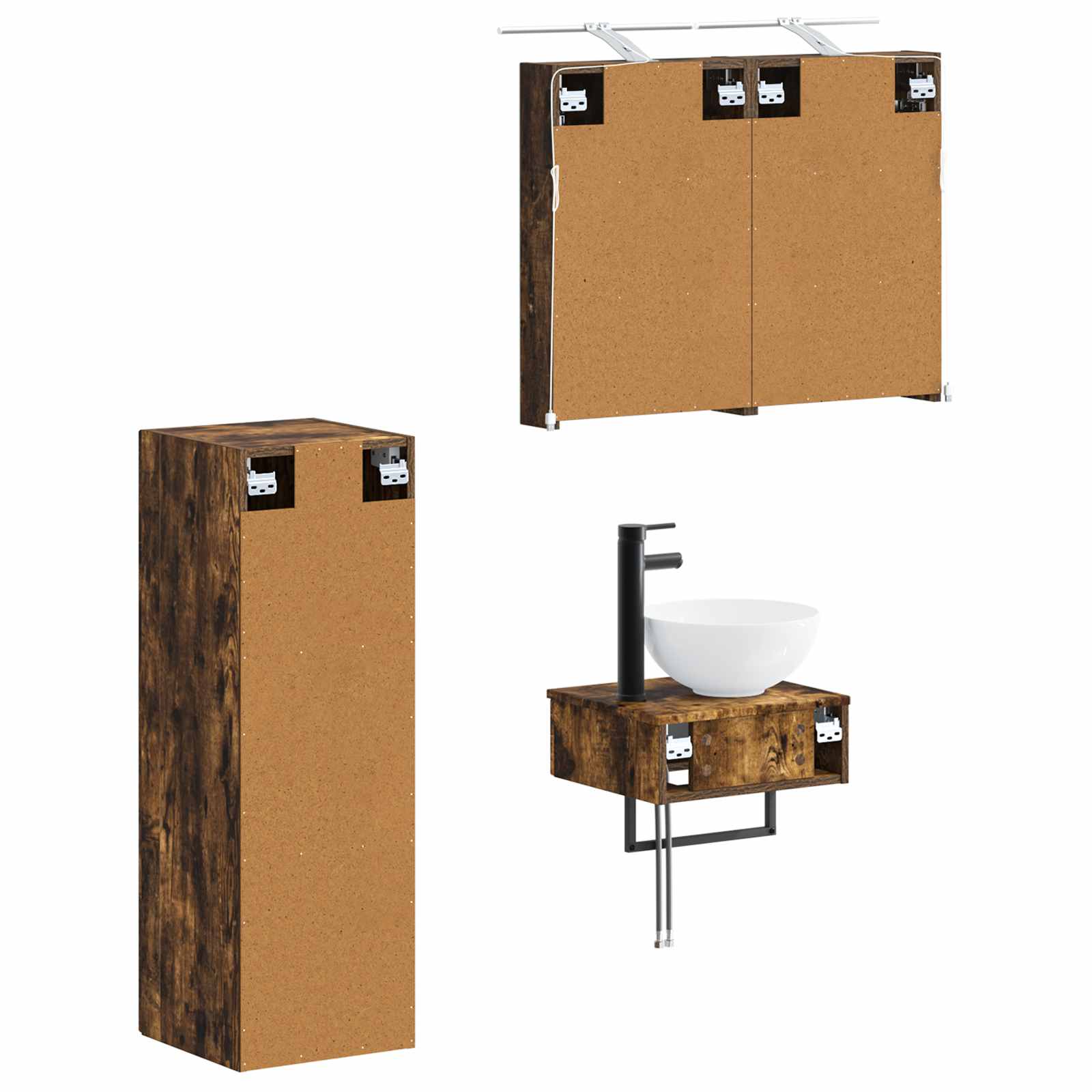 Badkamerkastenset 4 pcs Gerookt eiken 40 x 10,5 x 60,5 cm is nu te koop bij PeponiXL, paradijselijk wonen!