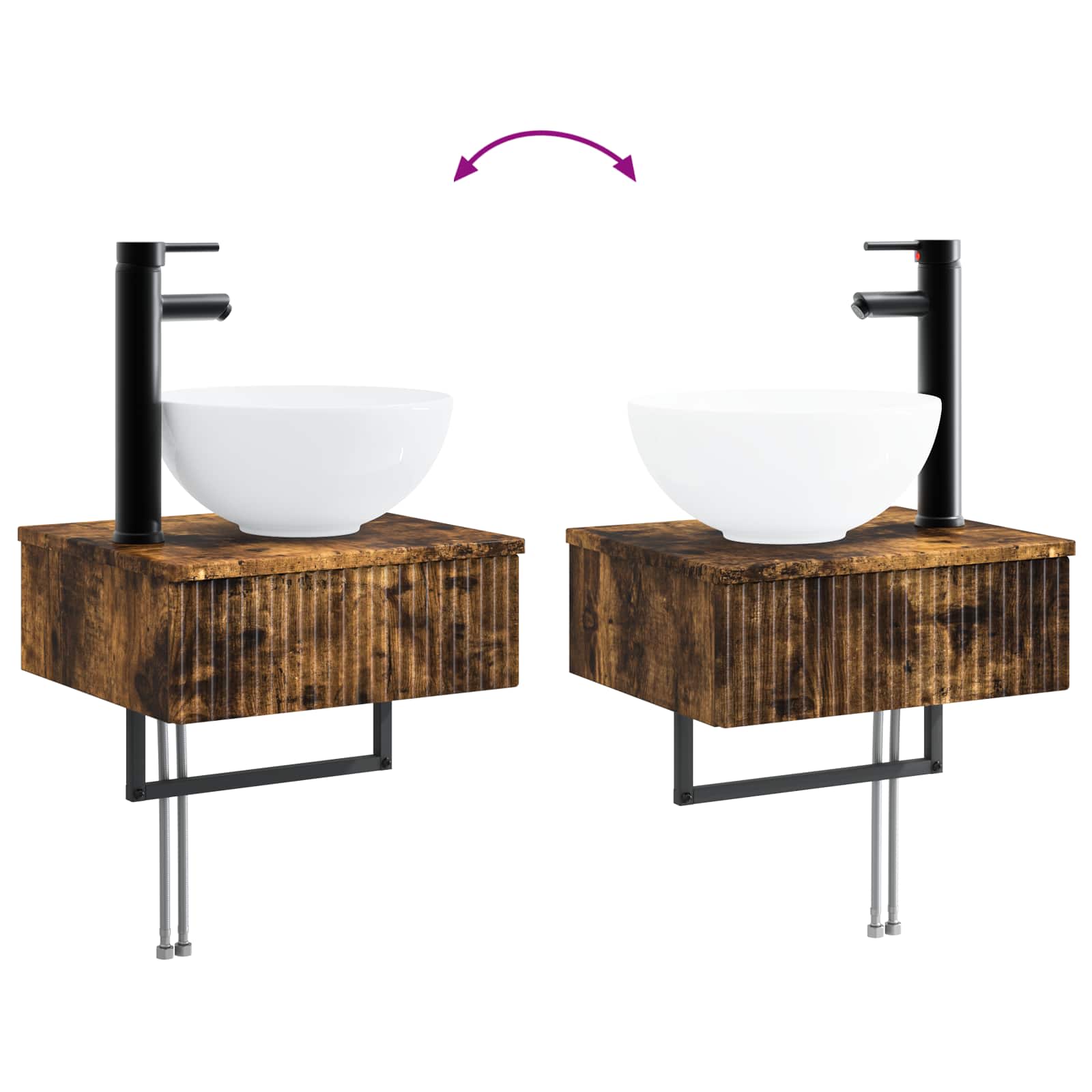 Badkamerkastenset 4 pcs Gerookt eiken 40 x 10,5 x 60,5 cm is nu te koop bij PeponiXL, paradijselijk wonen!
