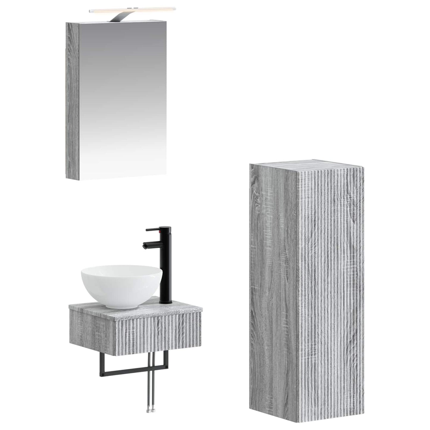 Badkamerkastenset 4 pcs Grijs Sonoma 40 x 10,5 x 60,5 cm is nu te koop bij PeponiXL, paradijselijk wonen!