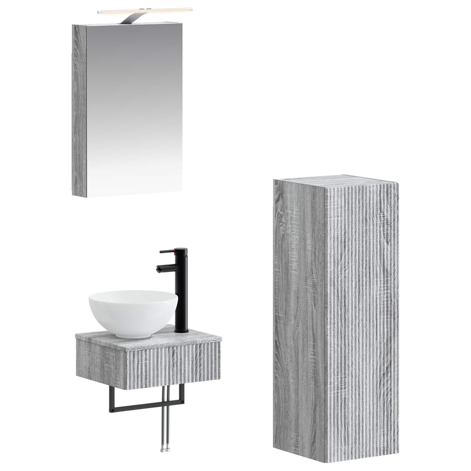 Badkamerkastenset 4 pcs Grijs Sonoma 40 x 10,5 x 60,5 cm is nu te koop bij PeponiXL, paradijselijk wonen!