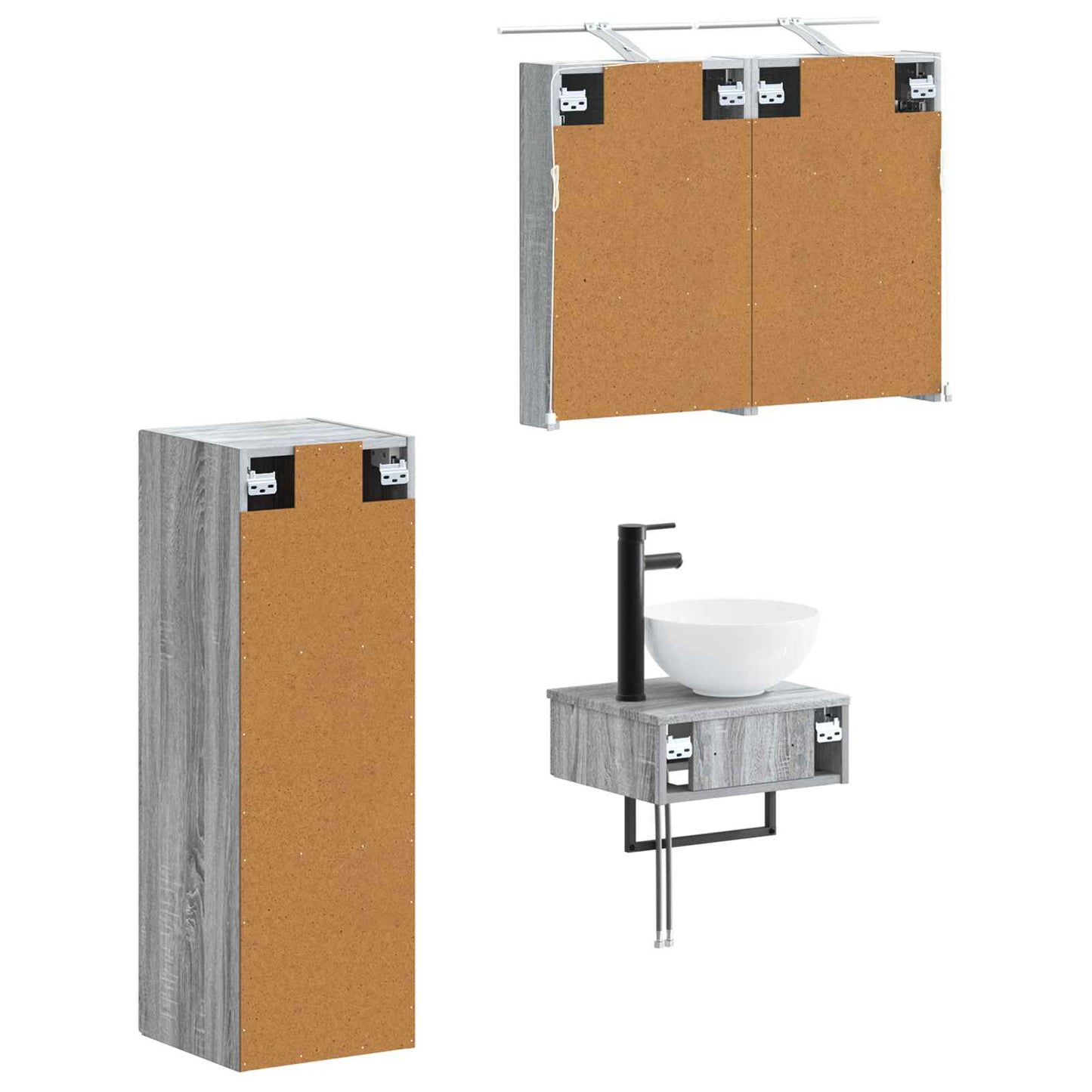 Badkamerkastenset 4 pcs Grijs Sonoma 40 x 10,5 x 60,5 cm is nu te koop bij PeponiXL, paradijselijk wonen!