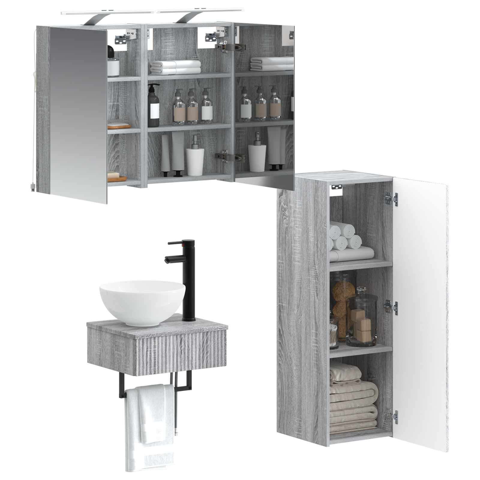 Badkamerkastenset 4 pcs Grijs Sonoma 40 x 10,5 x 60,5 cm is nu te koop bij PeponiXL, paradijselijk wonen!