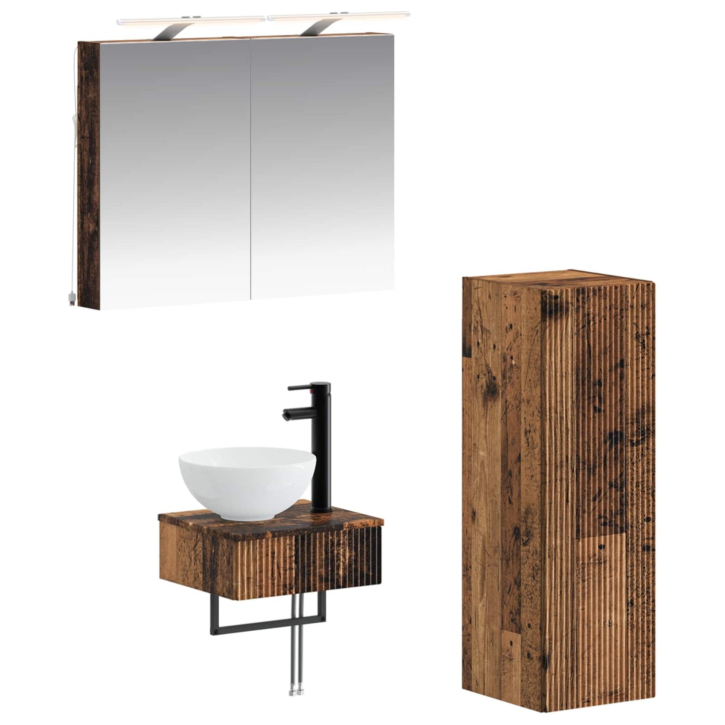 Badkamerkastenset 4 pcs Oud hout 40 x 10,5 x 60,5 cm is nu te koop bij PeponiXL, paradijselijk wonen!