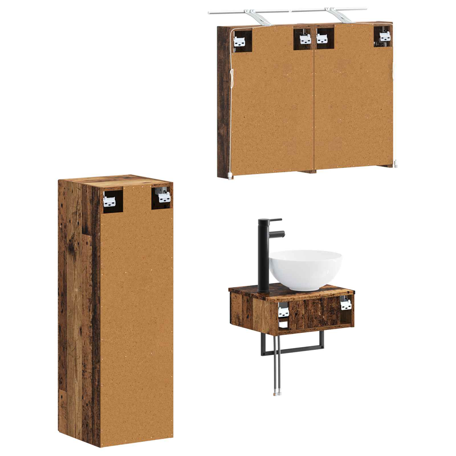 Badkamerkastenset 4 pcs Oud hout 40 x 10,5 x 60,5 cm is nu te koop bij PeponiXL, paradijselijk wonen!