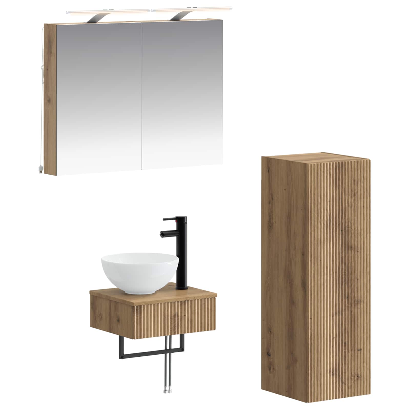Badkamerkastenset 4 pcs Artisanaal eiken 40 x 10,5 x 60,5 cm is nu te koop bij PeponiXL, paradijselijk wonen!