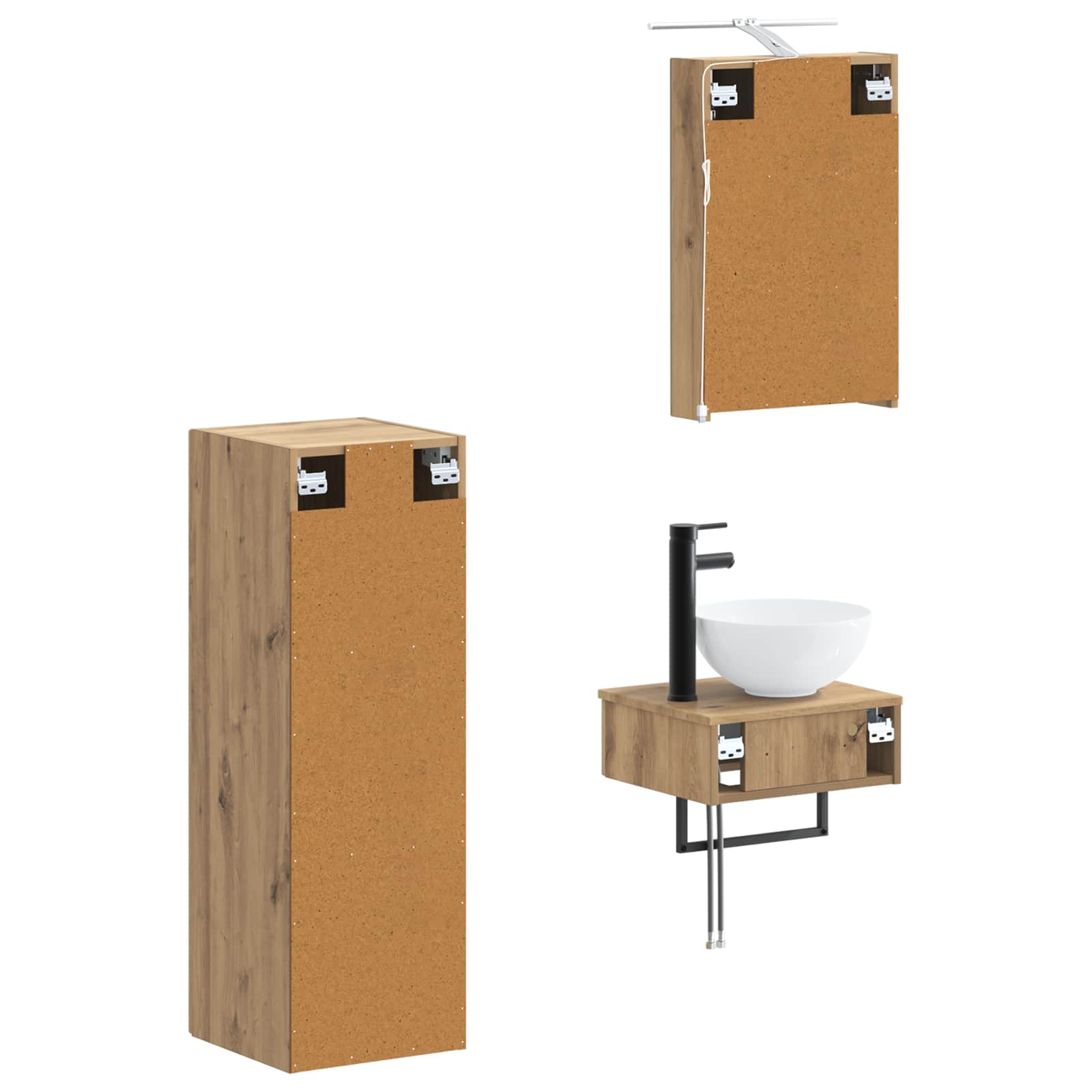 Badkamerkastenset 4 pcs Artisanaal eiken 40 x 10,5 x 60,5 cm is nu te koop bij PeponiXL, paradijselijk wonen!